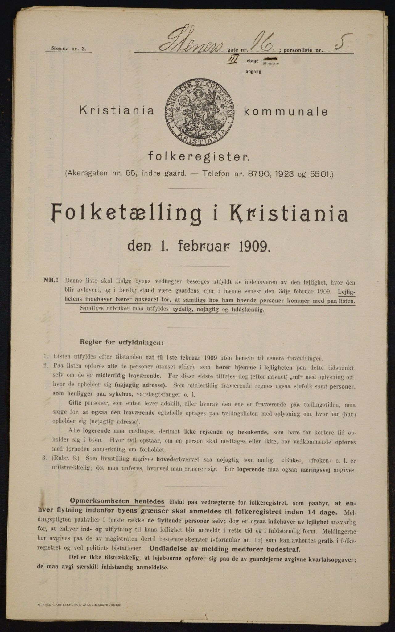 OBA, Municipal Census 1909 for Kristiania, 1909, p. 91829