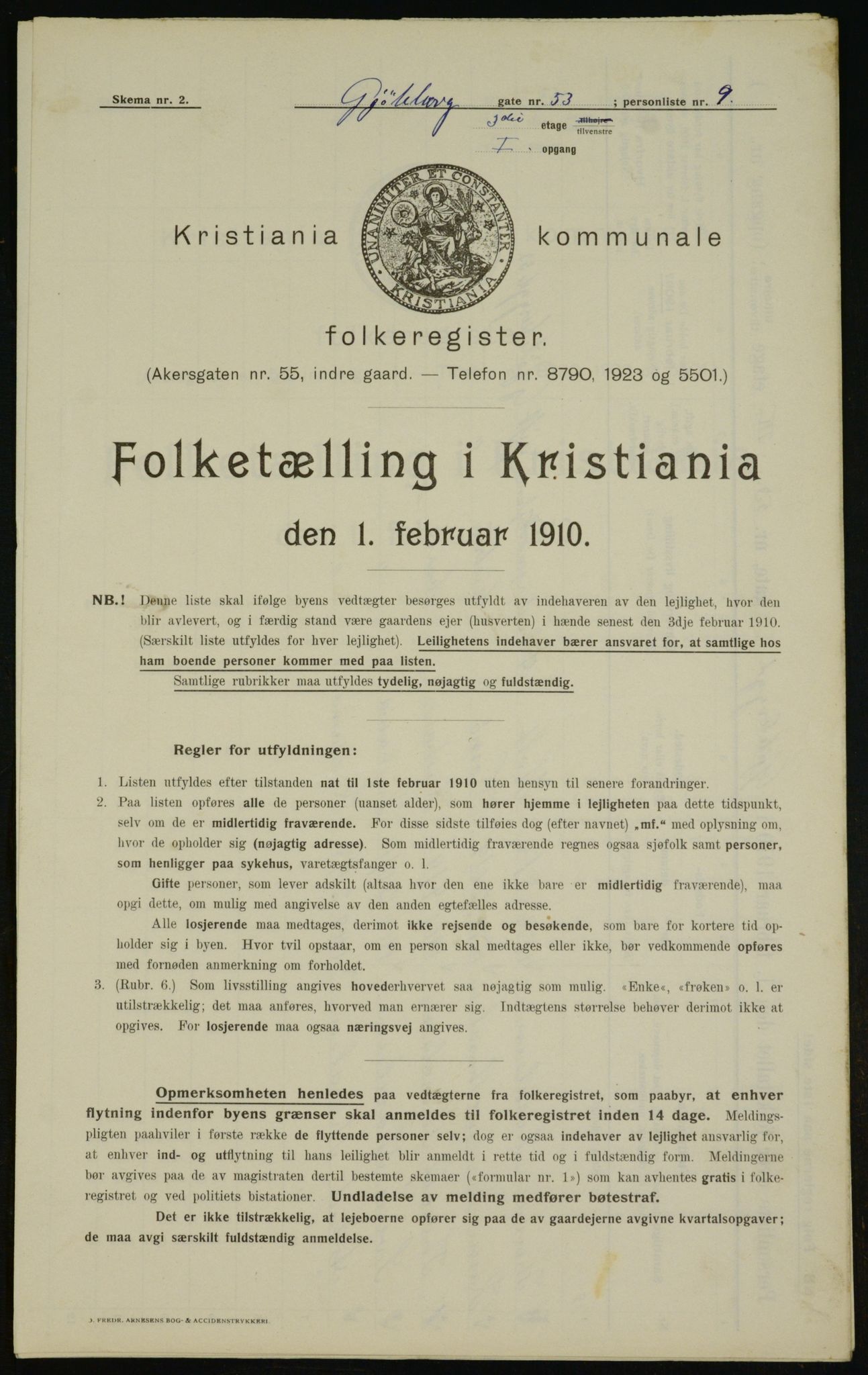 OBA, Municipal Census 1910 for Kristiania, 1910, p. 31890