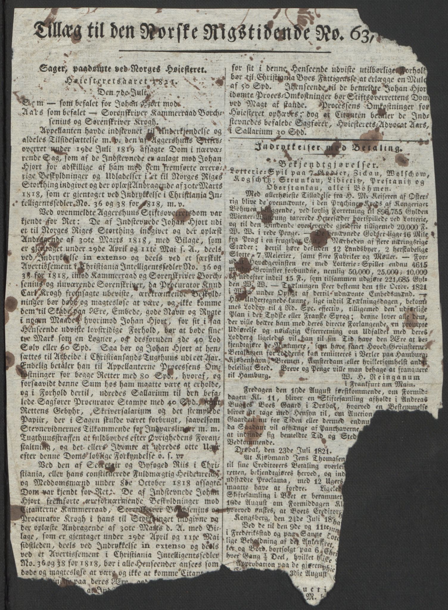 Forsvaret, Generalauditøren, AV/RA-RAFA-1772/F/Fj/Fjb/L0005: Skifter 1818 - 1823, 1818-1823, p. 59
