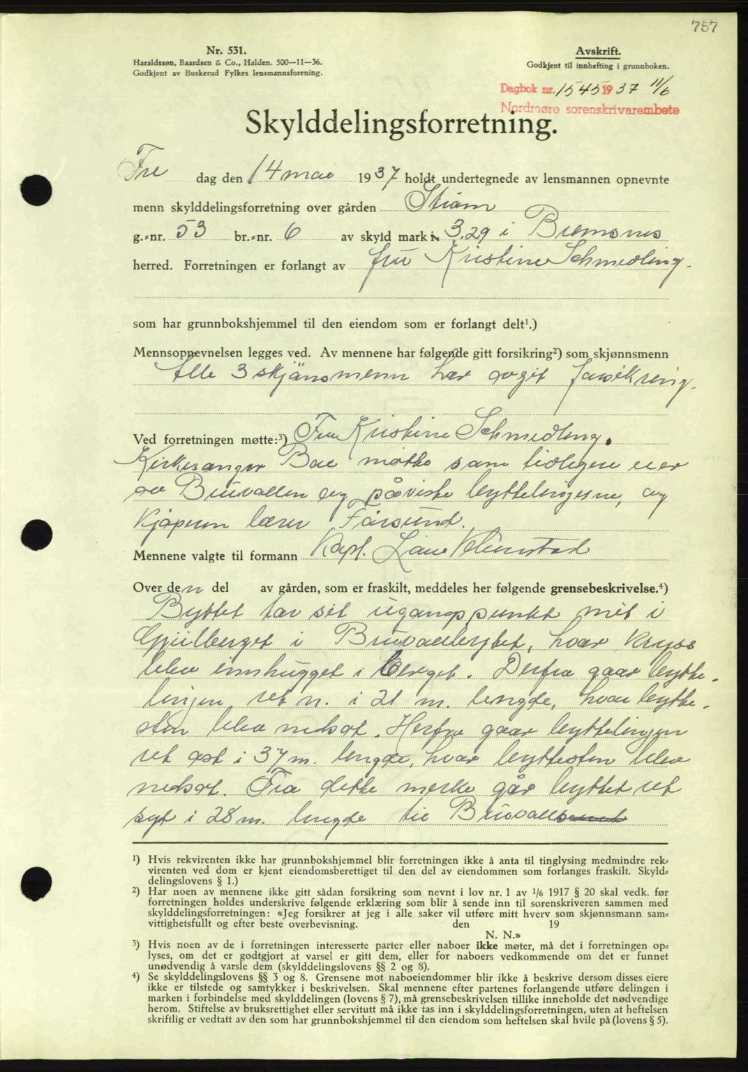 Nordmøre sorenskriveri, AV/SAT-A-4132/1/2/2Ca: Mortgage book no. A81, 1937-1937, Diary no: : 1545/1937