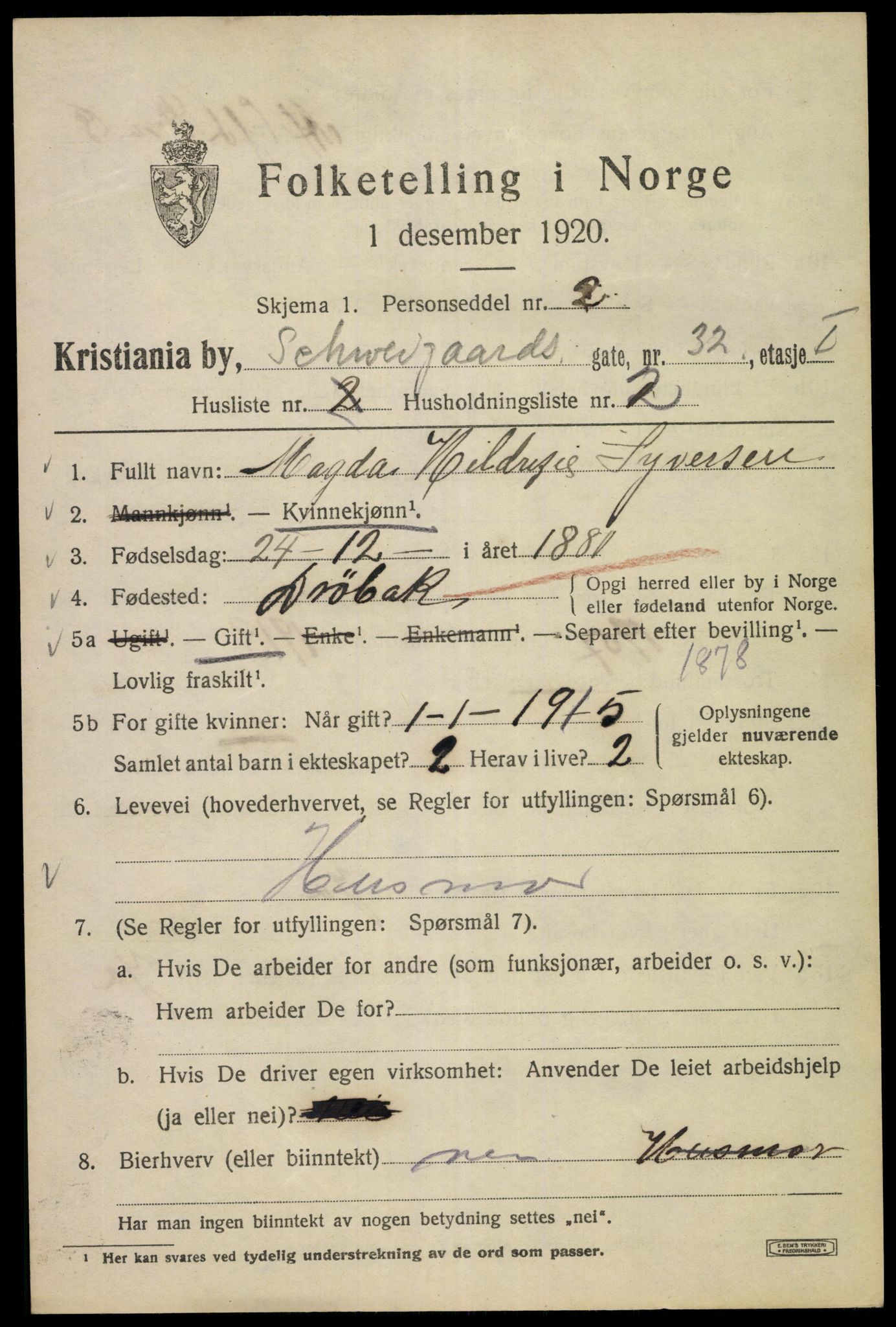 SAO, 1920 census for Kristiania, 1920, p. 492483