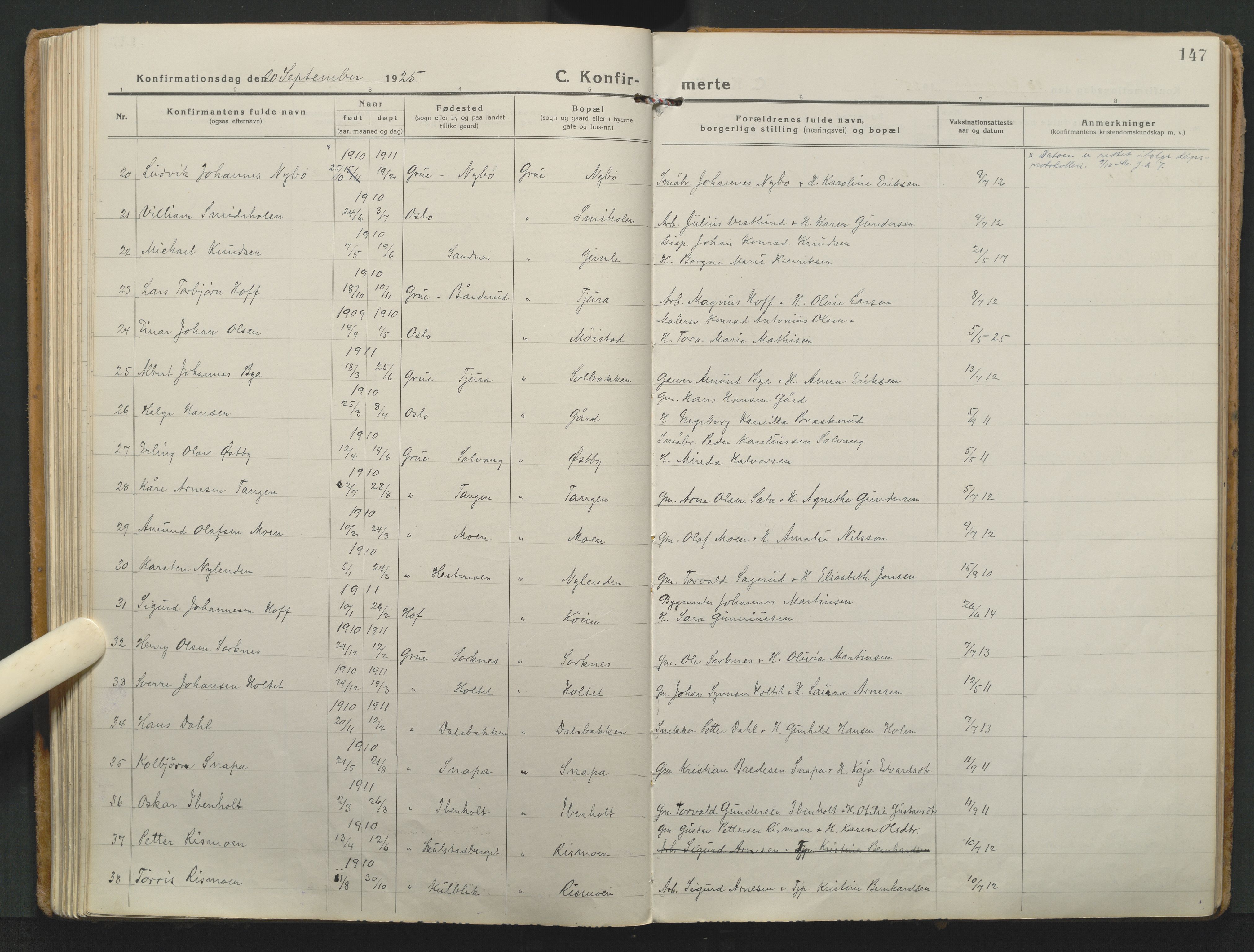 Grue prestekontor, AV/SAH-PREST-036/H/Ha/Haa/L0018: Parish register (official) no. 18, 1923-1940, p. 147