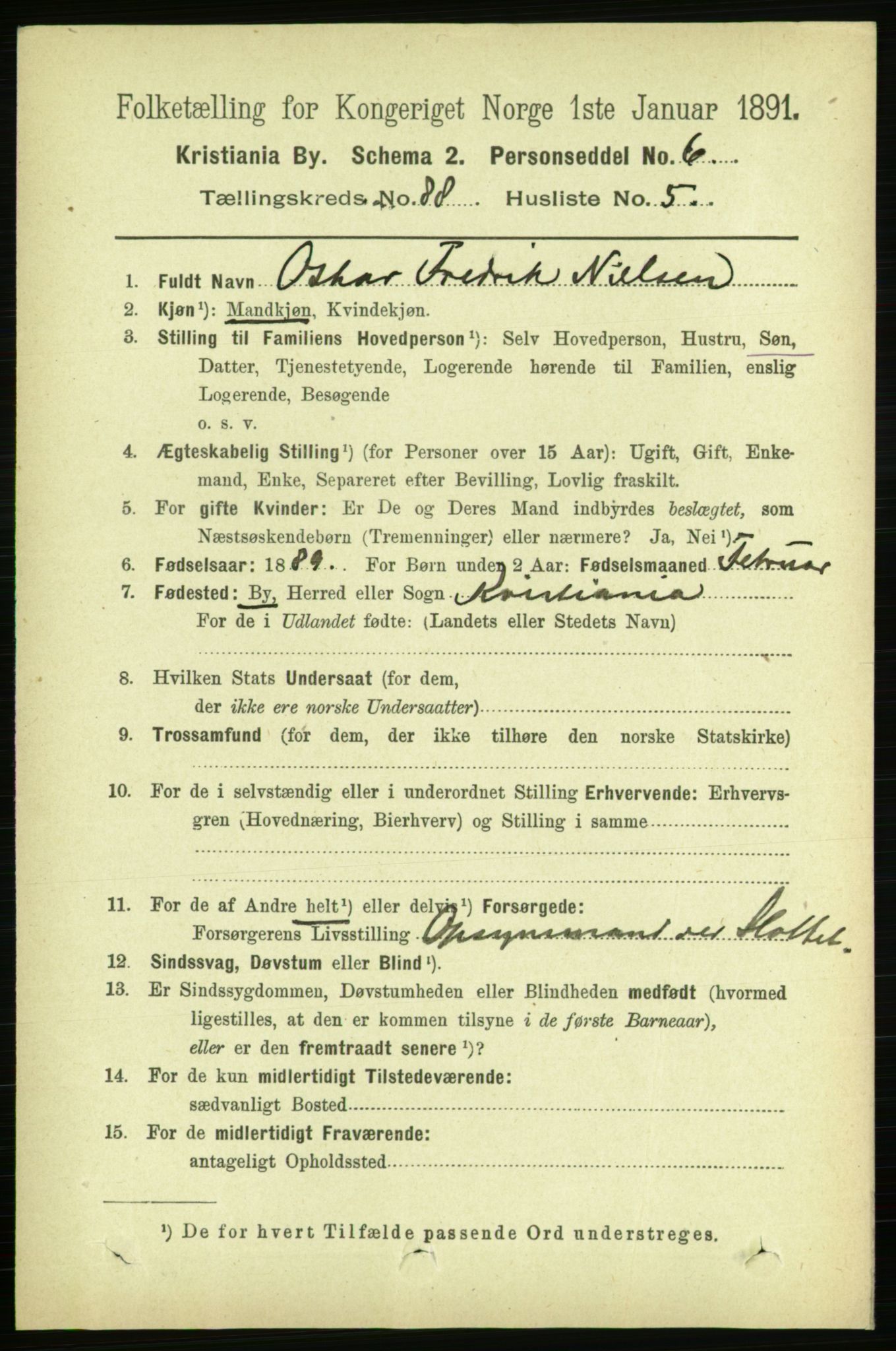 RA, 1891 census for 0301 Kristiania, 1891, p. 43867