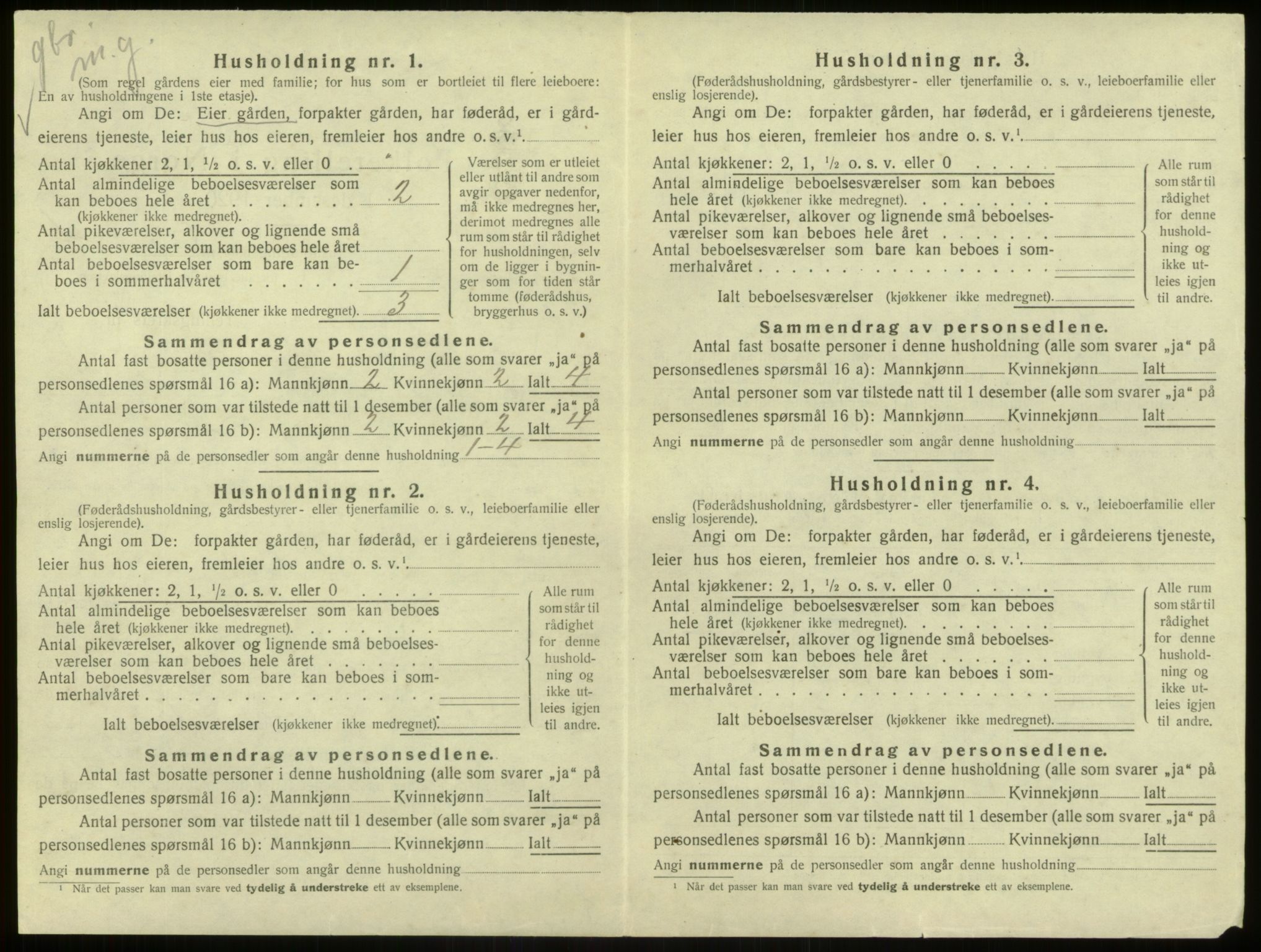 SAB, 1920 census for Aurland, 1920, p. 399