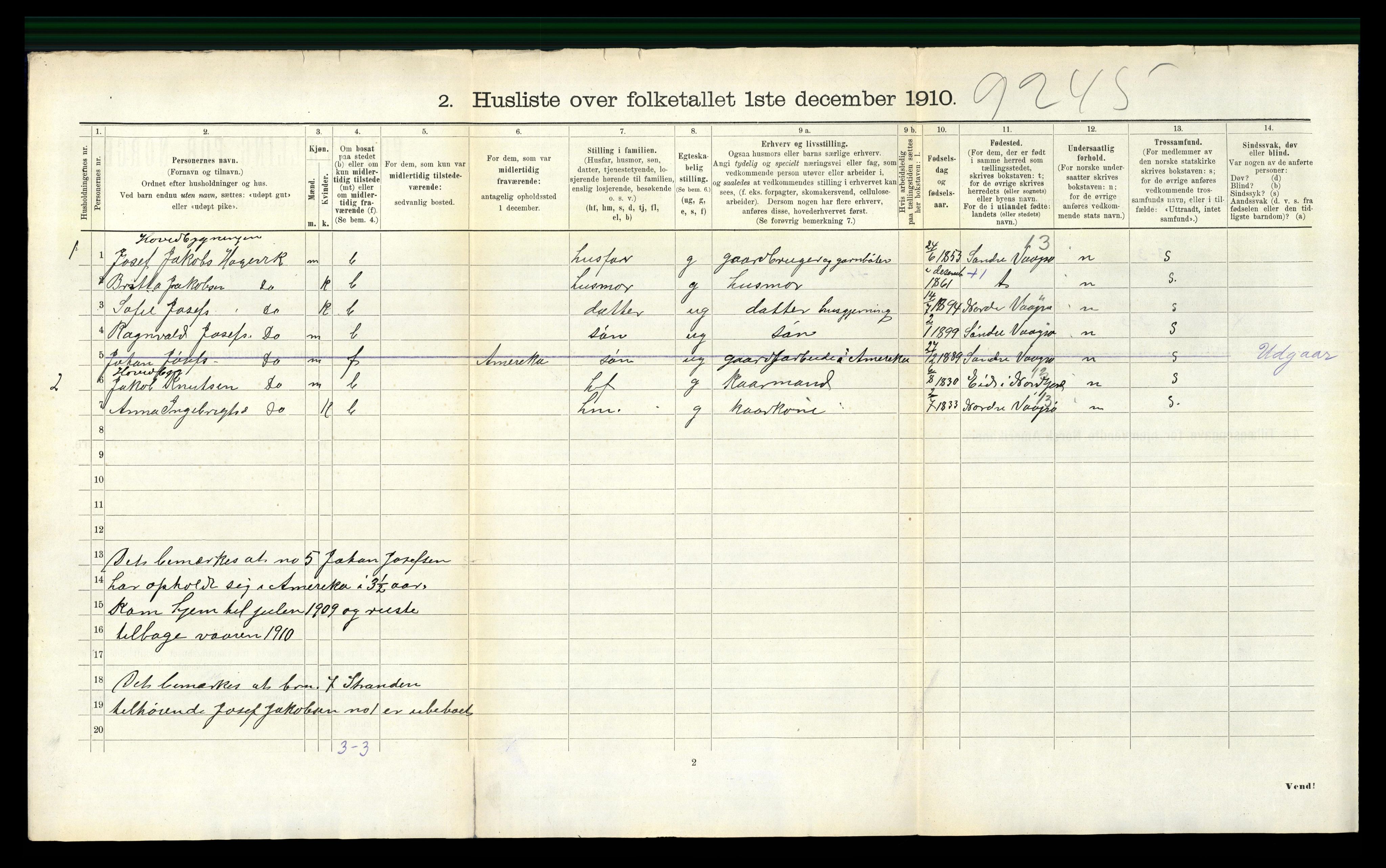 RA, 1910 census for Selje, 1910, p. 1081