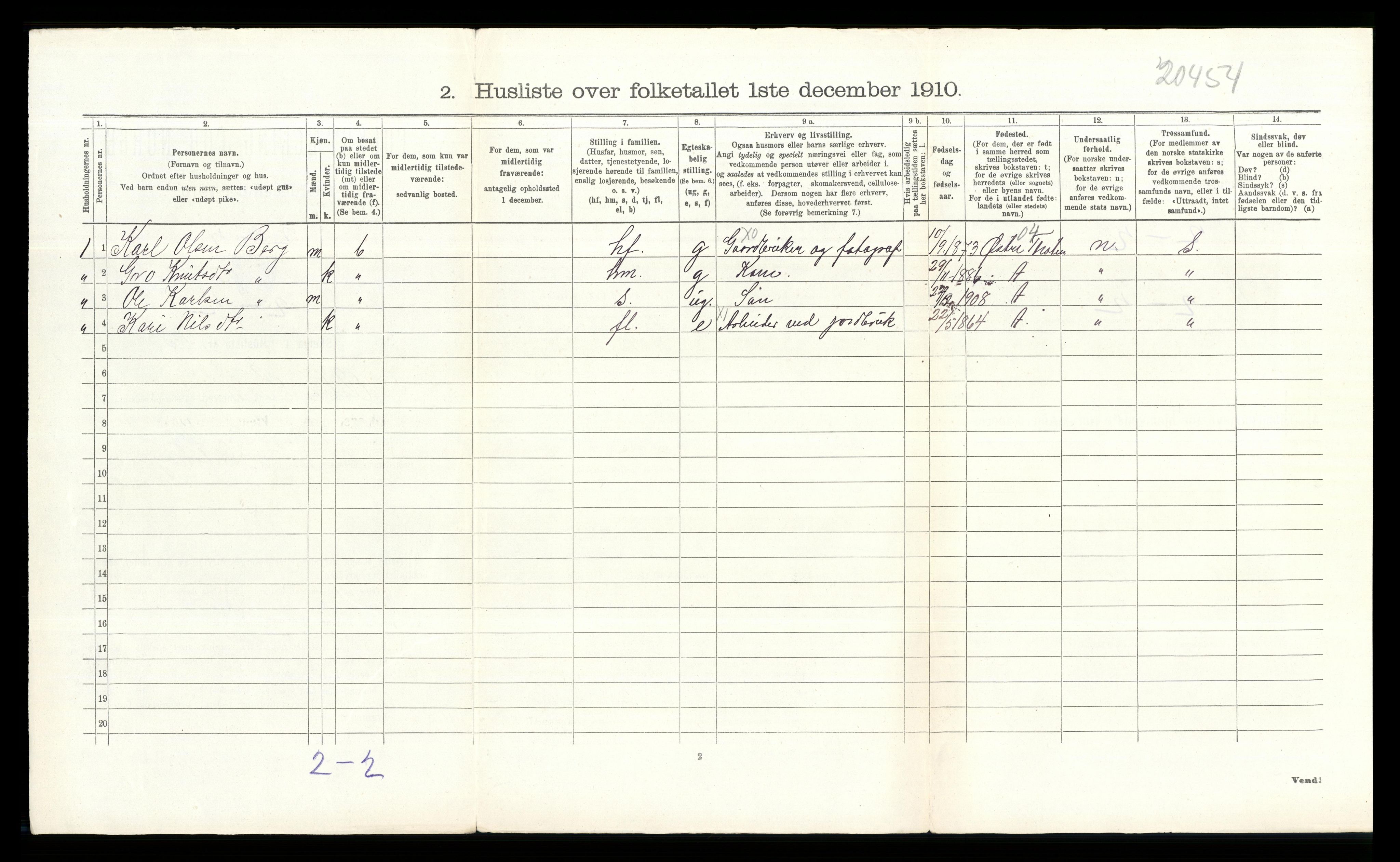RA, 1910 census for Øystre Slidre, 1910, p. 853