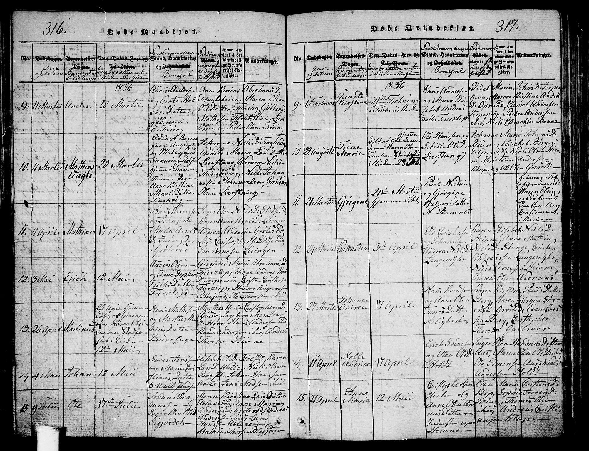 Ramnes kirkebøker, AV/SAKO-A-314/G/Ga/L0001: Parish register (copy) no. I 1, 1813-1847, p. 316-317