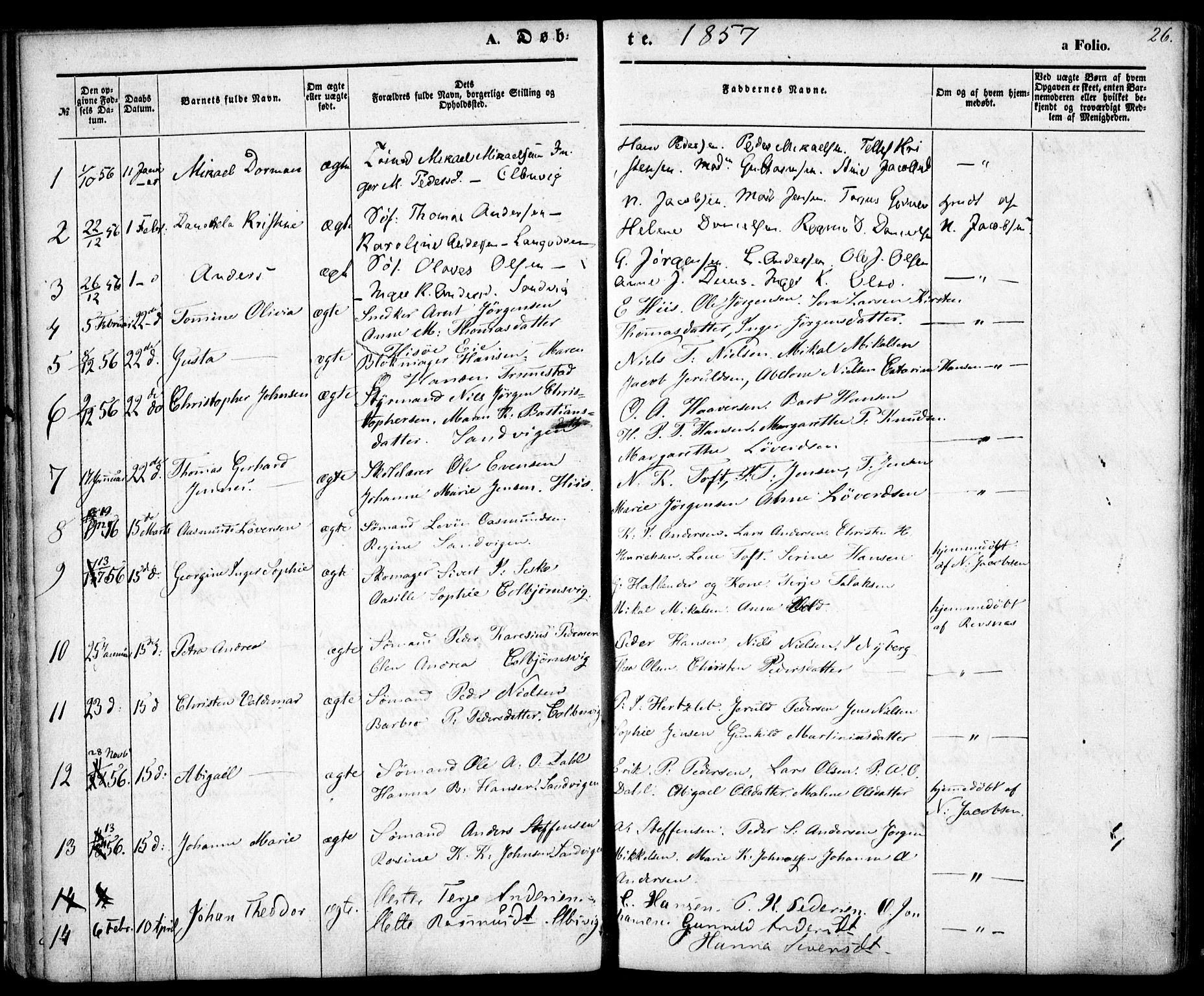 Hisøy sokneprestkontor, SAK/1111-0020/F/Fa/L0001: Parish register (official) no. A 1, 1849-1871, p. 26
