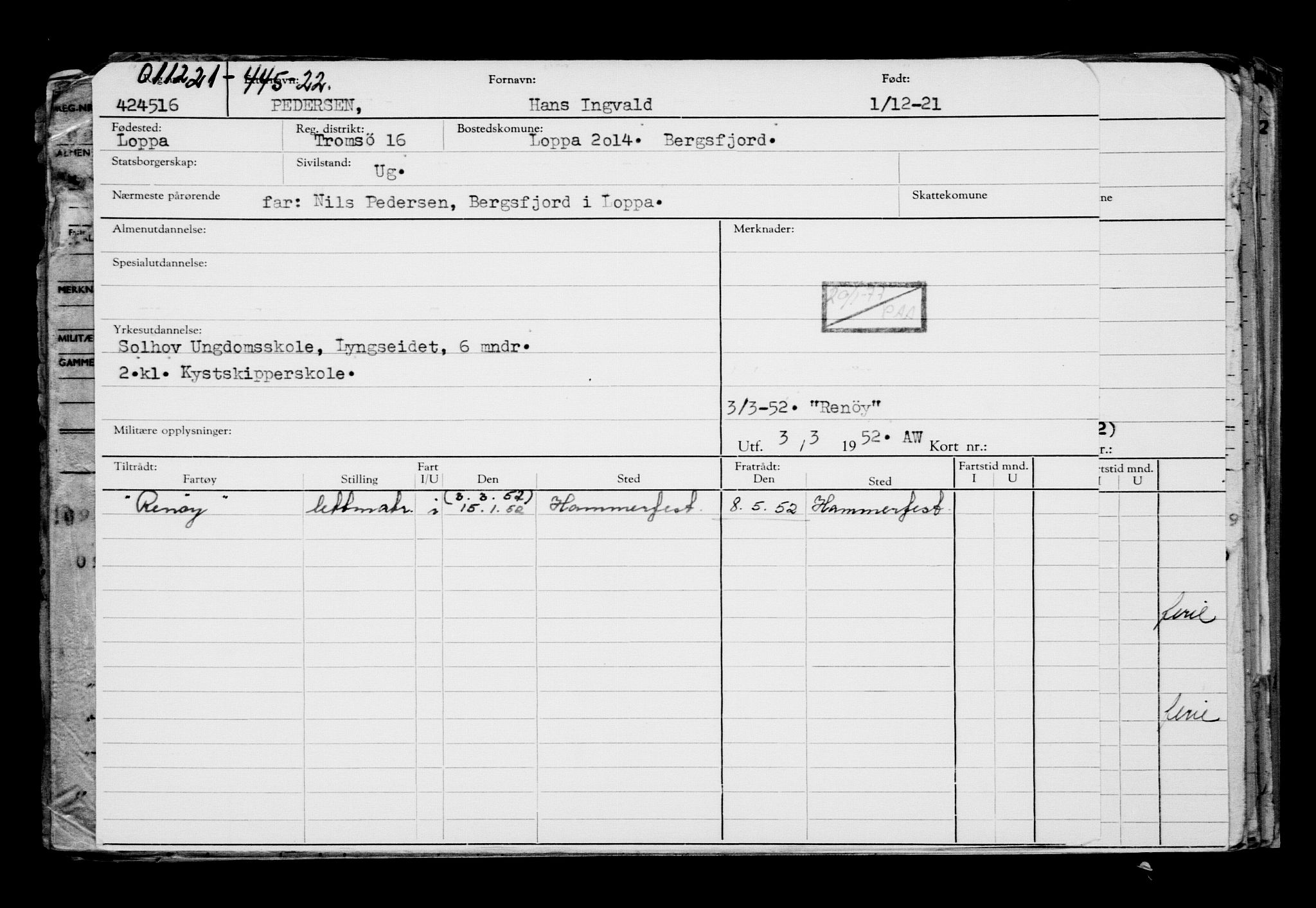 Direktoratet for sjømenn, RA/S-3545/G/Gb/L0200: Hovedkort, 1921, p. 340