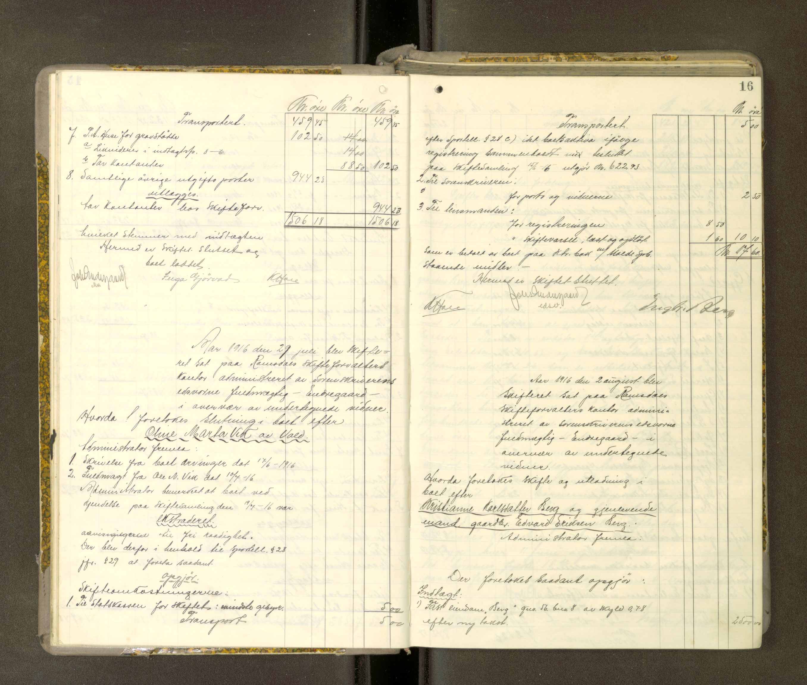 Romsdal sorenskriveri, AV/SAT-A-4149/1/3/3A/L0021: Skifteutlodnings Protokoll 7, 1916-1920, p. 15b-16a