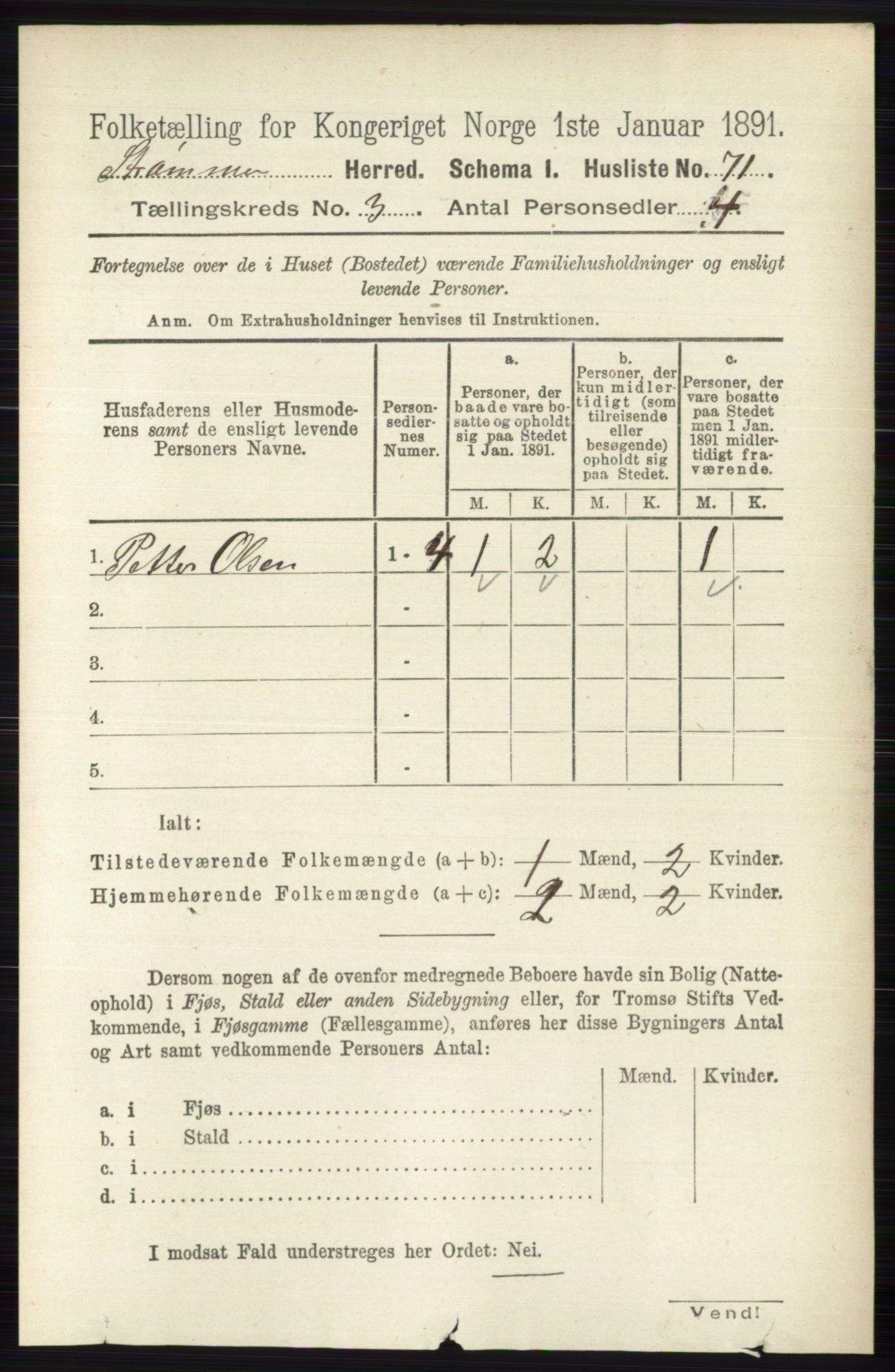 RA, 1891 census for 0711 Strømm, 1891, p. 1062