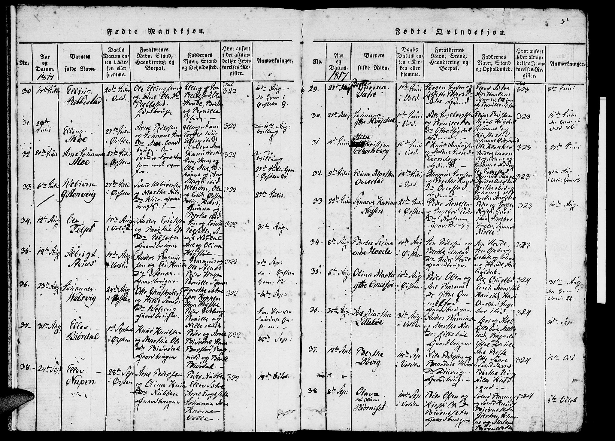 Ministerialprotokoller, klokkerbøker og fødselsregistre - Møre og Romsdal, AV/SAT-A-1454/511/L0138: Parish register (official) no. 511A05, 1817-1832, p. 5