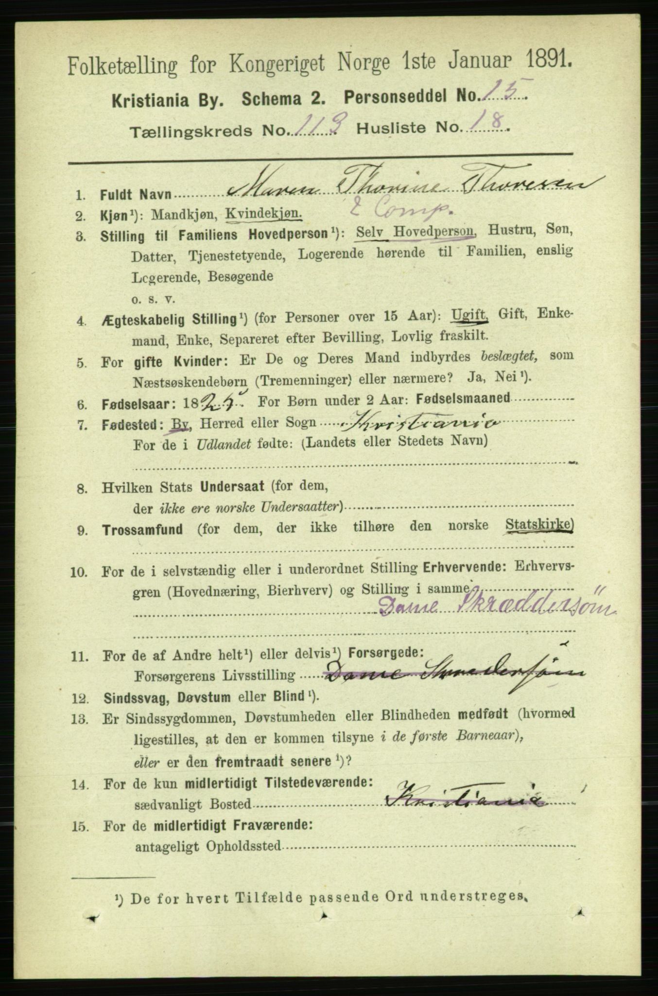 RA, 1891 census for 0301 Kristiania, 1891, p. 60535