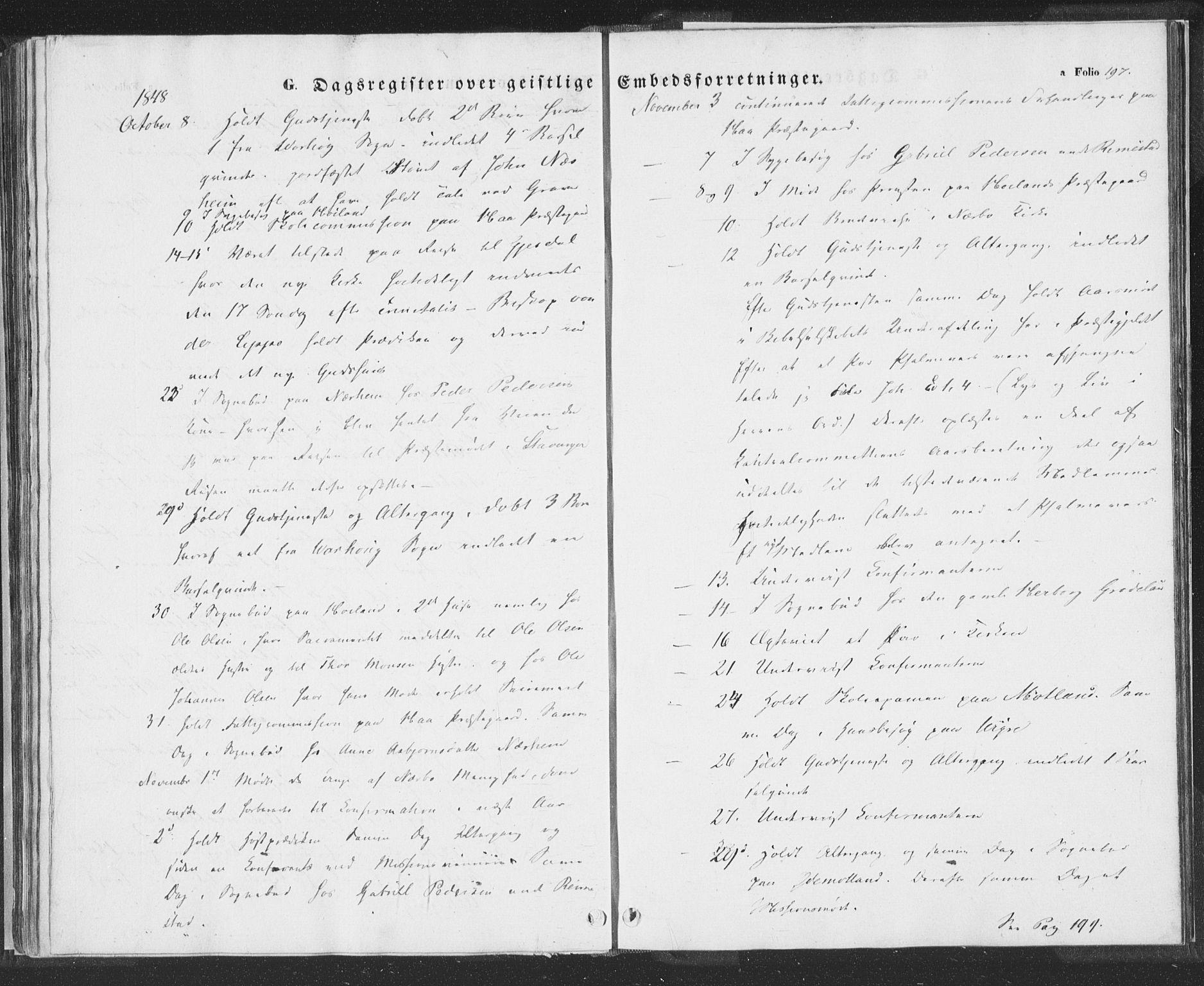 Hå sokneprestkontor, AV/SAST-A-101801/001/30BA/L0006: Parish register (official) no. A 5, 1842-1853, p. 197