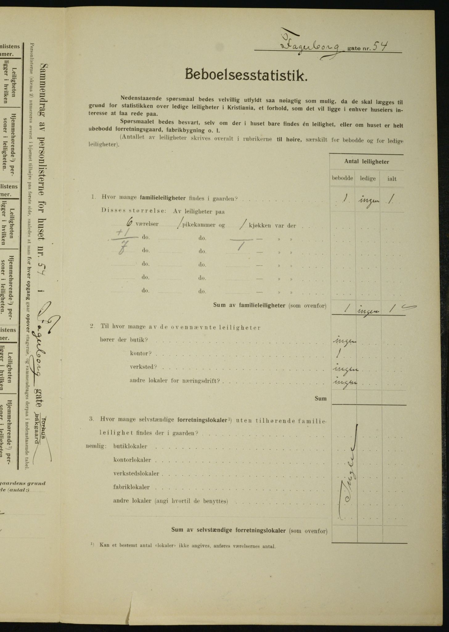 OBA, Municipal Census 1910 for Kristiania, 1910, p. 21681