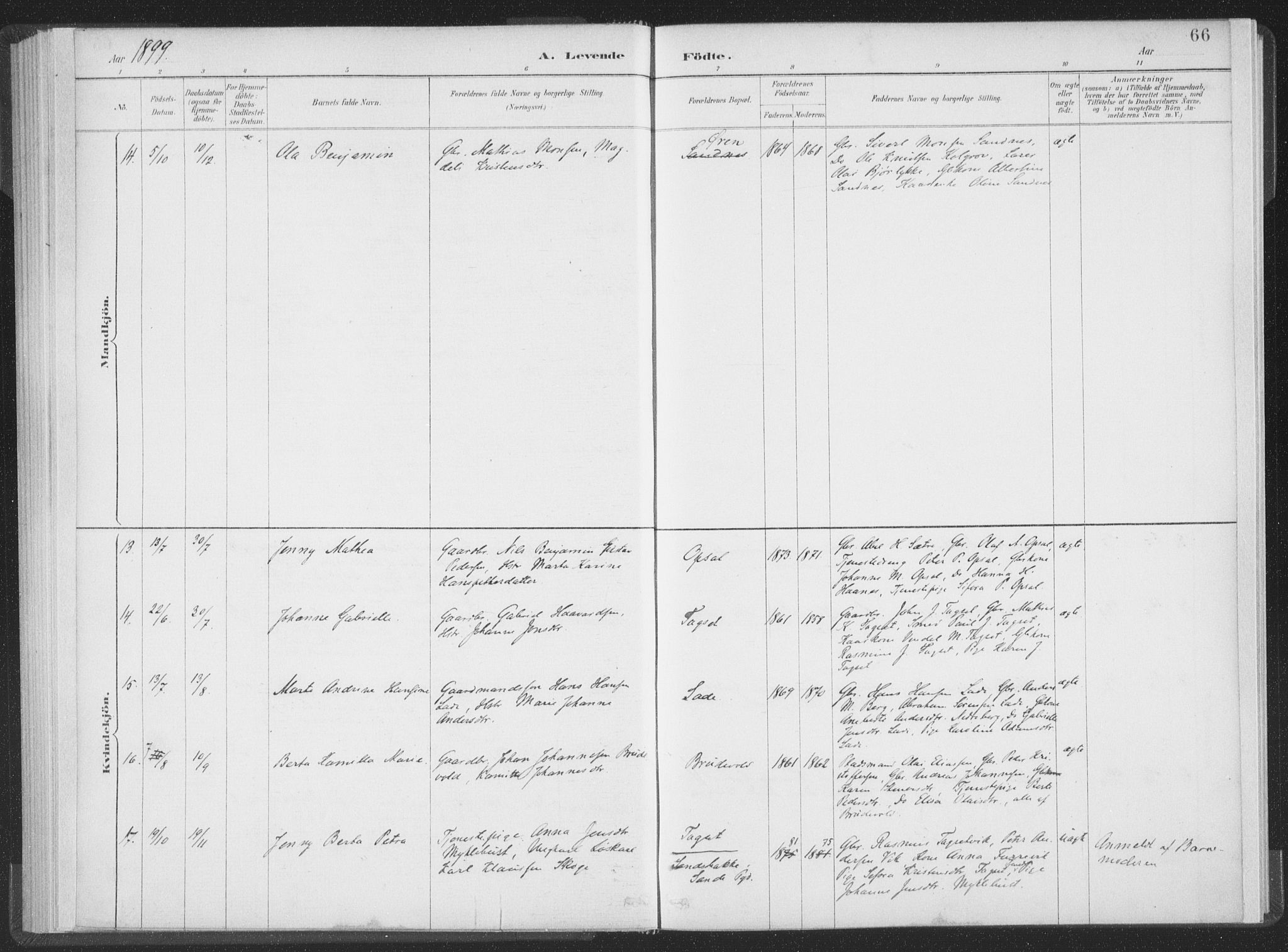 Ministerialprotokoller, klokkerbøker og fødselsregistre - Møre og Romsdal, AV/SAT-A-1454/502/L0025: Parish register (official) no. 502A03, 1885-1909, p. 66