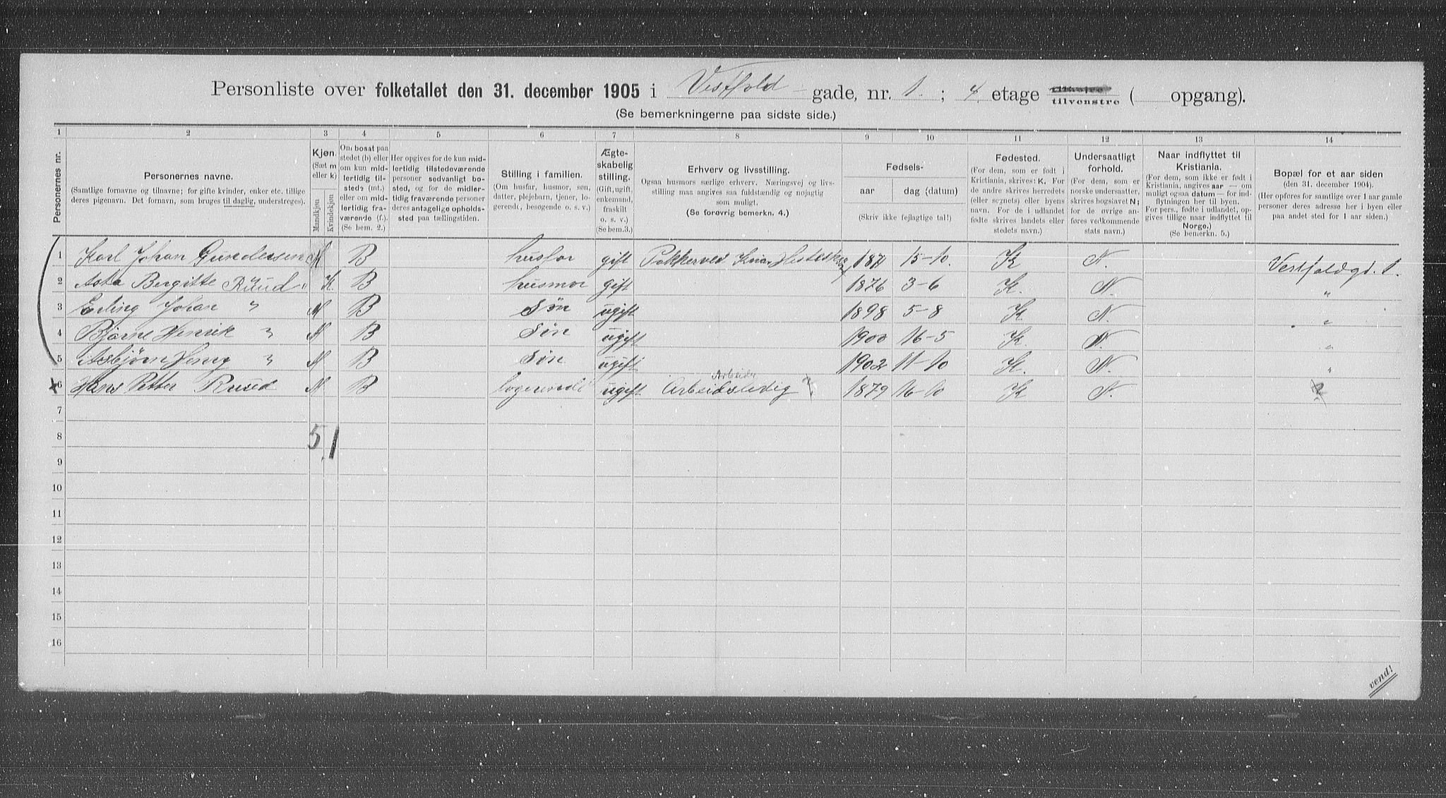 OBA, Municipal Census 1905 for Kristiania, 1905, p. 64353