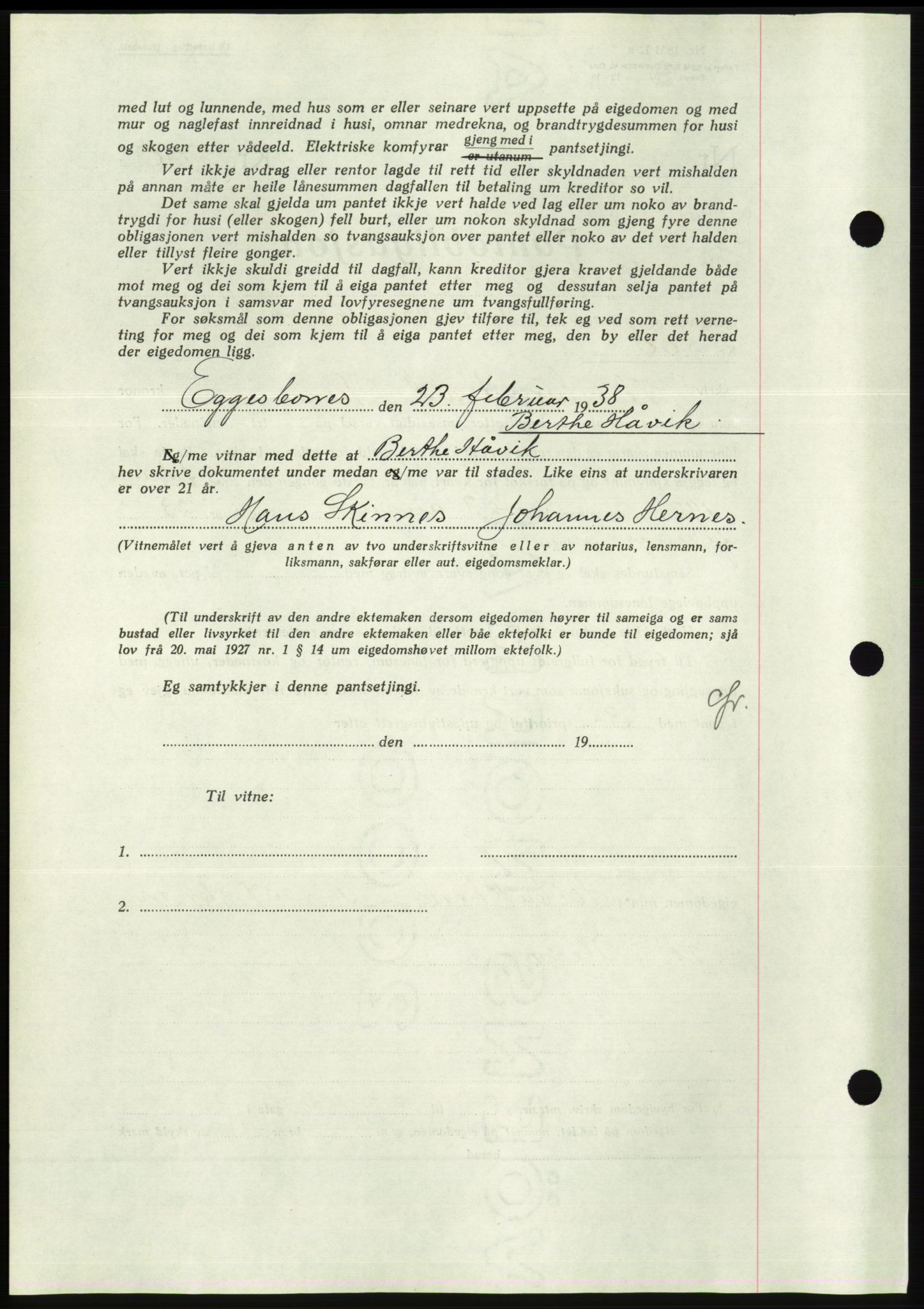 Søre Sunnmøre sorenskriveri, AV/SAT-A-4122/1/2/2C/L0065: Mortgage book no. 59, 1938-1938, Diary no: : 246/1938