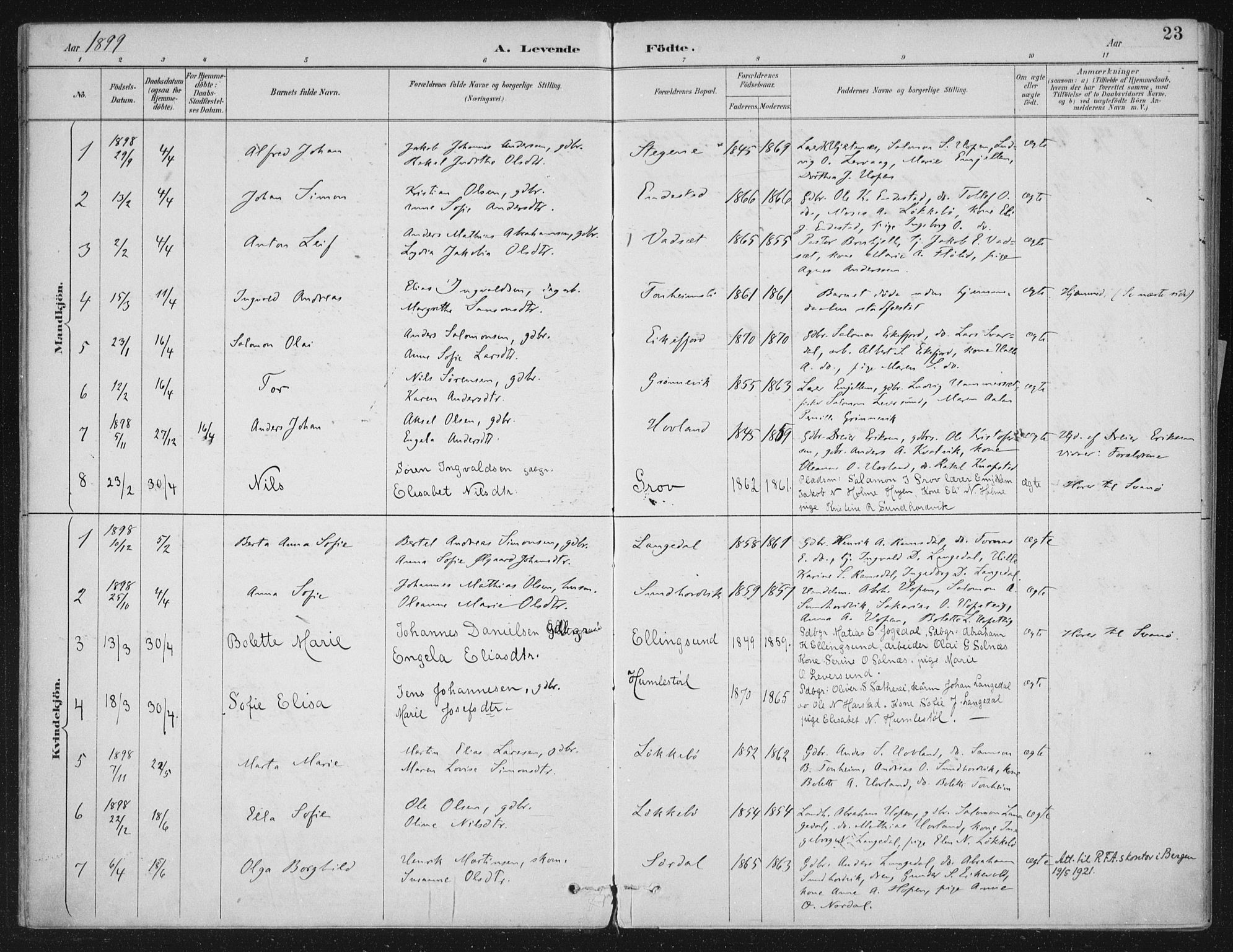 Kinn sokneprestembete, AV/SAB-A-80801/H/Haa/Haae/L0001: Parish register (official) no. E 1, 1890-1916, p. 23