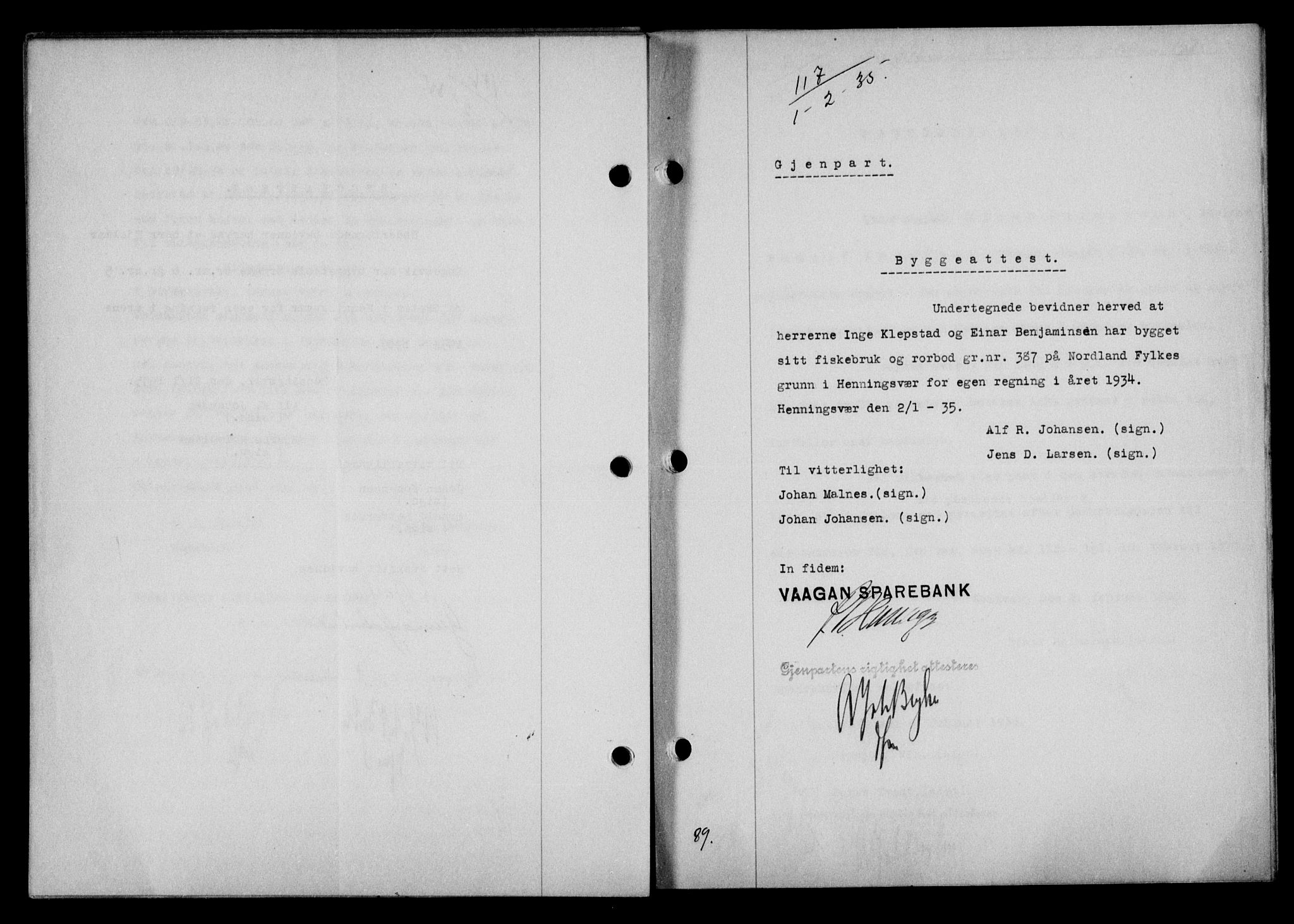 Lofoten sorenskriveri, SAT/A-0017/1/2/2C/L0031b: Mortgage book no. 31b, 1935-1935, Deed date: 01.02.1935