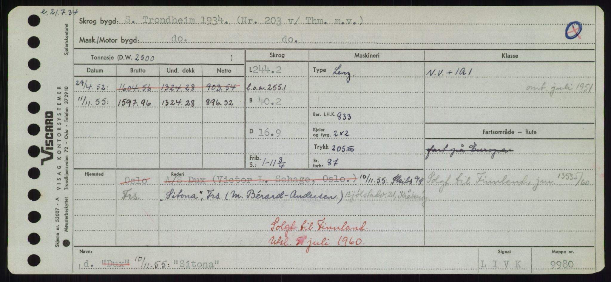 Sjøfartsdirektoratet med forløpere, Skipsmålingen, AV/RA-S-1627/H/Hd/L0033: Fartøy, Sevi-Sjø, p. 293