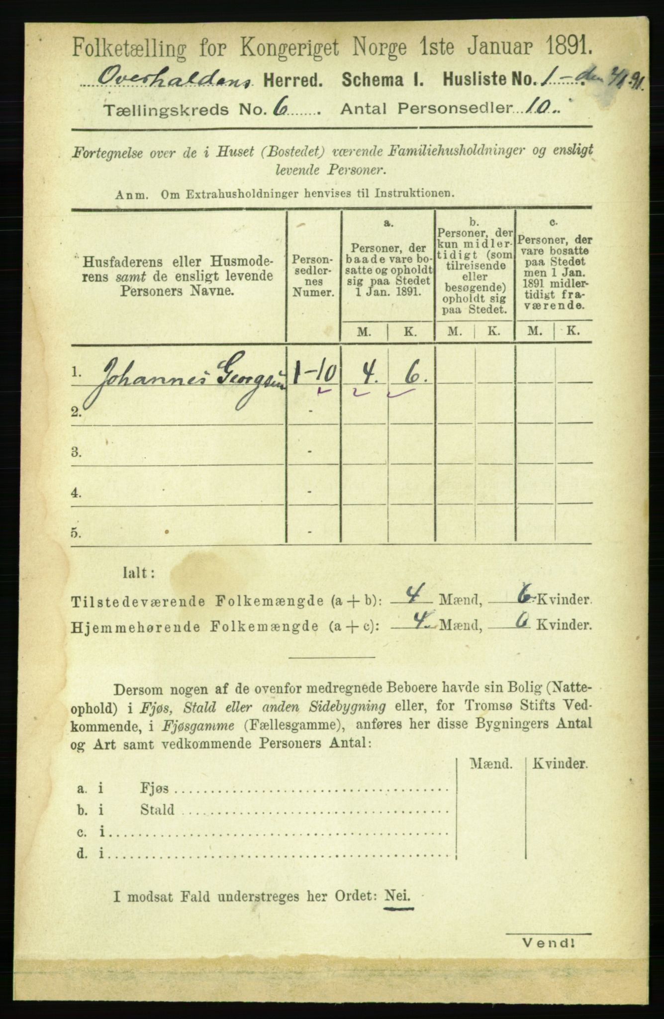 RA, 1891 census for 1744 Overhalla, 1891, p. 2108