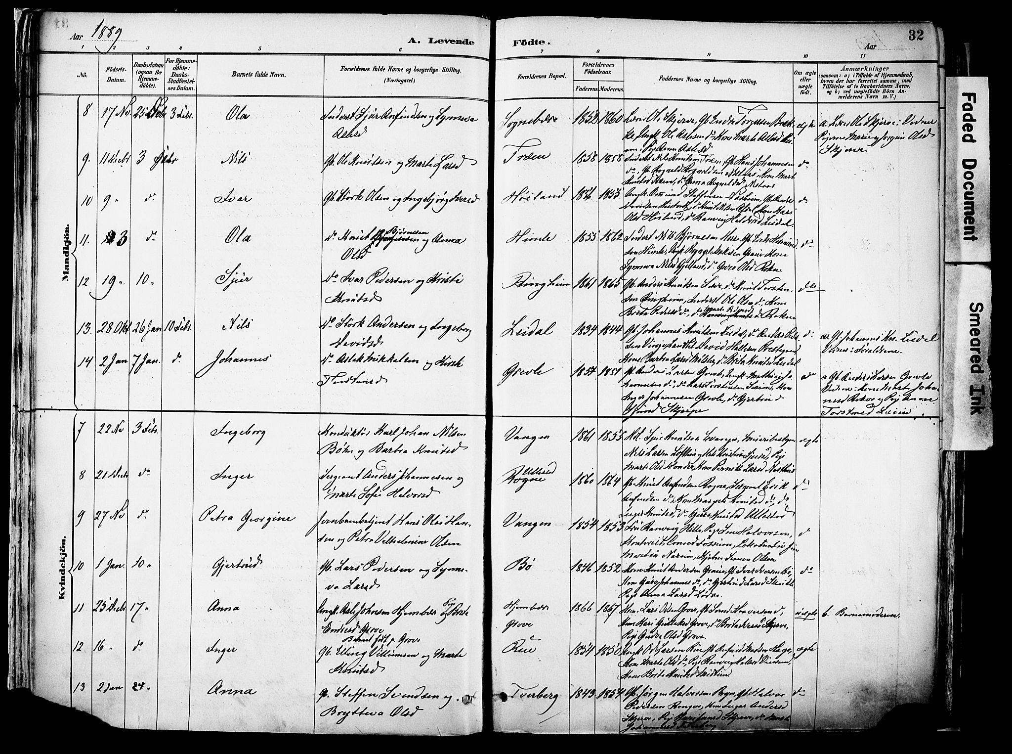 Voss sokneprestembete, AV/SAB-A-79001/H/Haa: Parish register (official) no. A 21, 1887-1903, p. 32