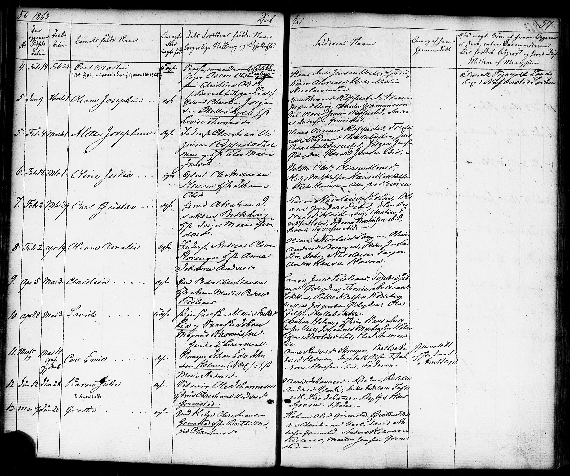 Borge prestekontor Kirkebøker, AV/SAO-A-10903/F/Fb/L0002: Parish register (official) no. II 2, 1853-1877, p. 56-57