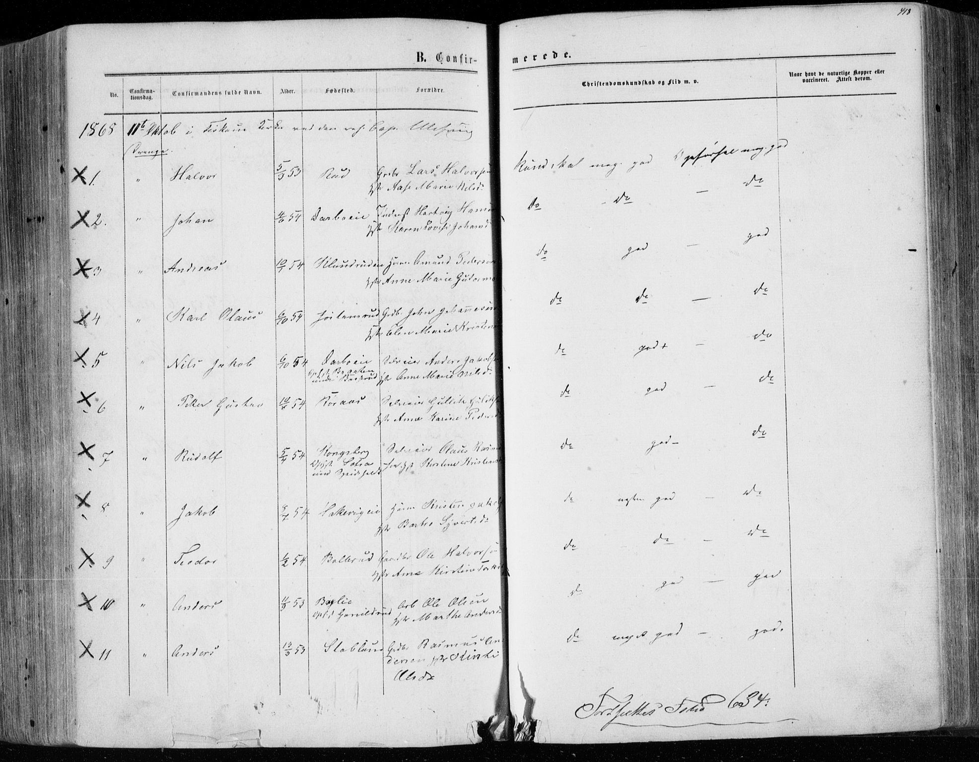 Eiker kirkebøker, AV/SAKO-A-4/F/Fa/L0016: Parish register (official) no. I 16, 1860-1868, p. 418