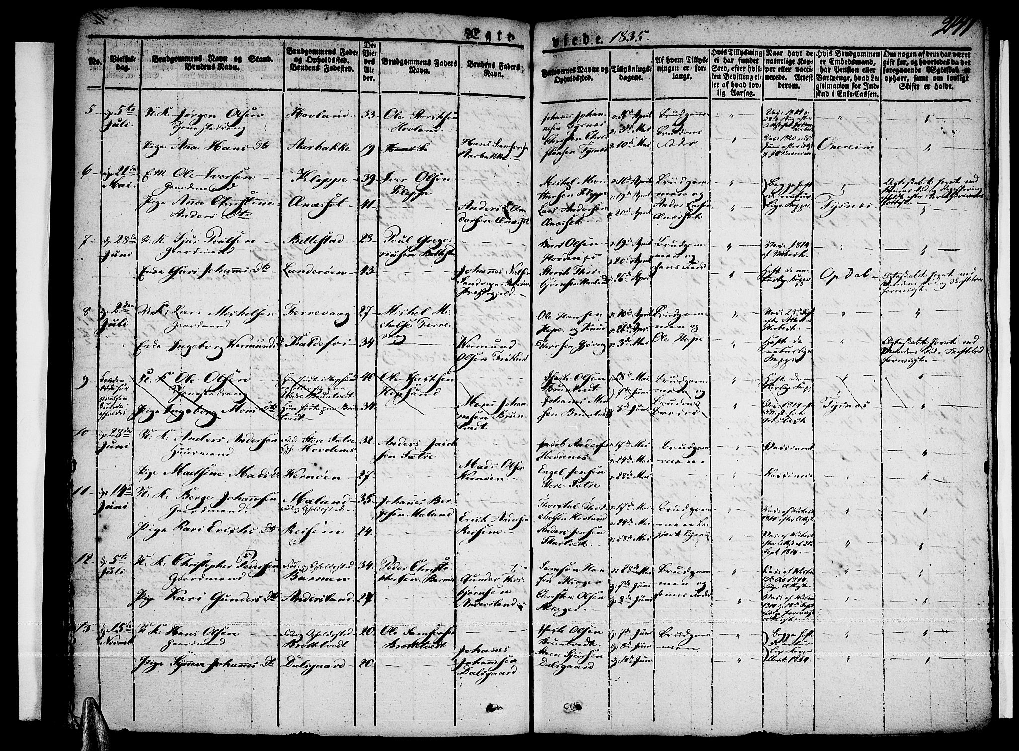 Tysnes sokneprestembete, AV/SAB-A-78601/H/Haa: Parish register (official) no. A 8, 1826-1837, p. 241