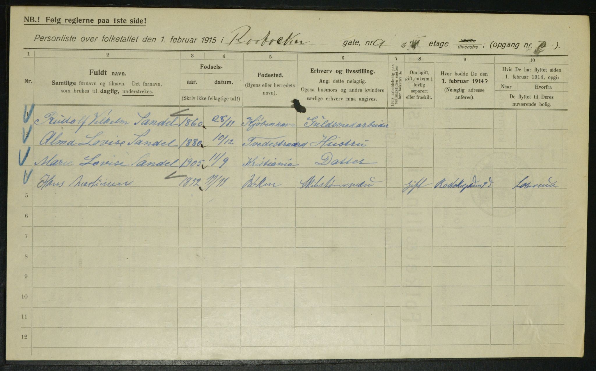 OBA, Municipal Census 1915 for Kristiania, 1915, p. 84319