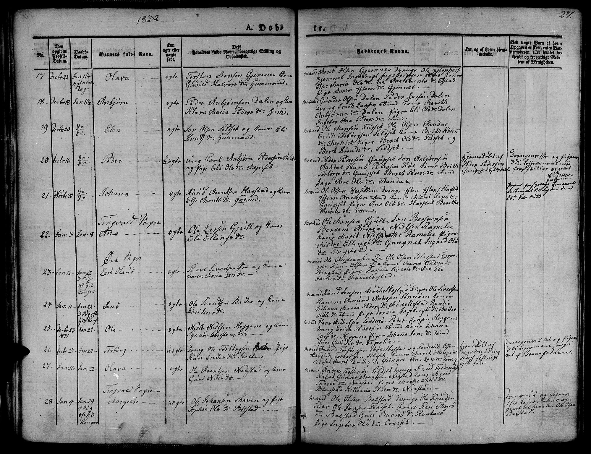 Ministerialprotokoller, klokkerbøker og fødselsregistre - Møre og Romsdal, AV/SAT-A-1454/586/L0983: Parish register (official) no. 586A09, 1829-1843, p. 27