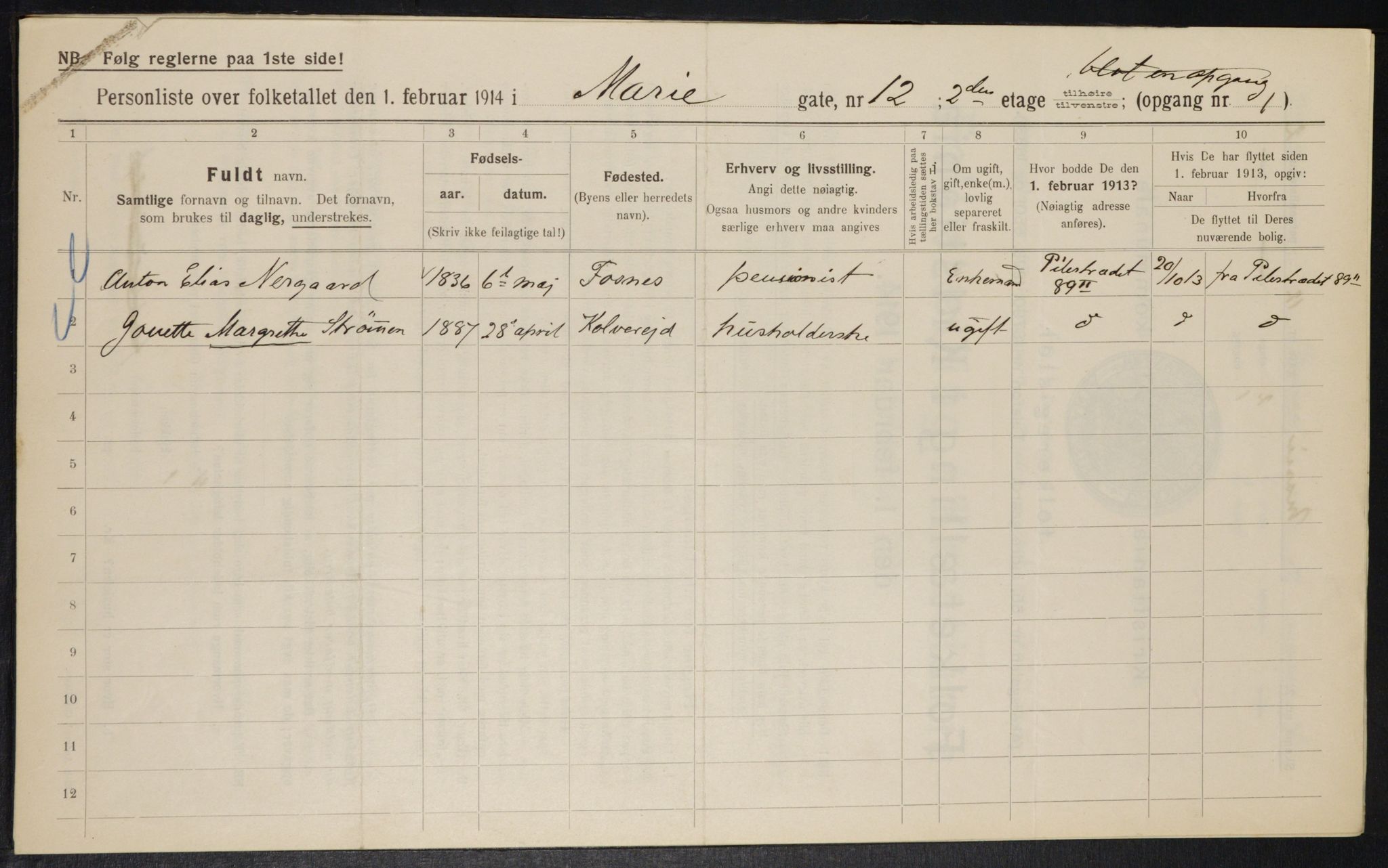 OBA, Municipal Census 1914 for Kristiania, 1914, p. 62891