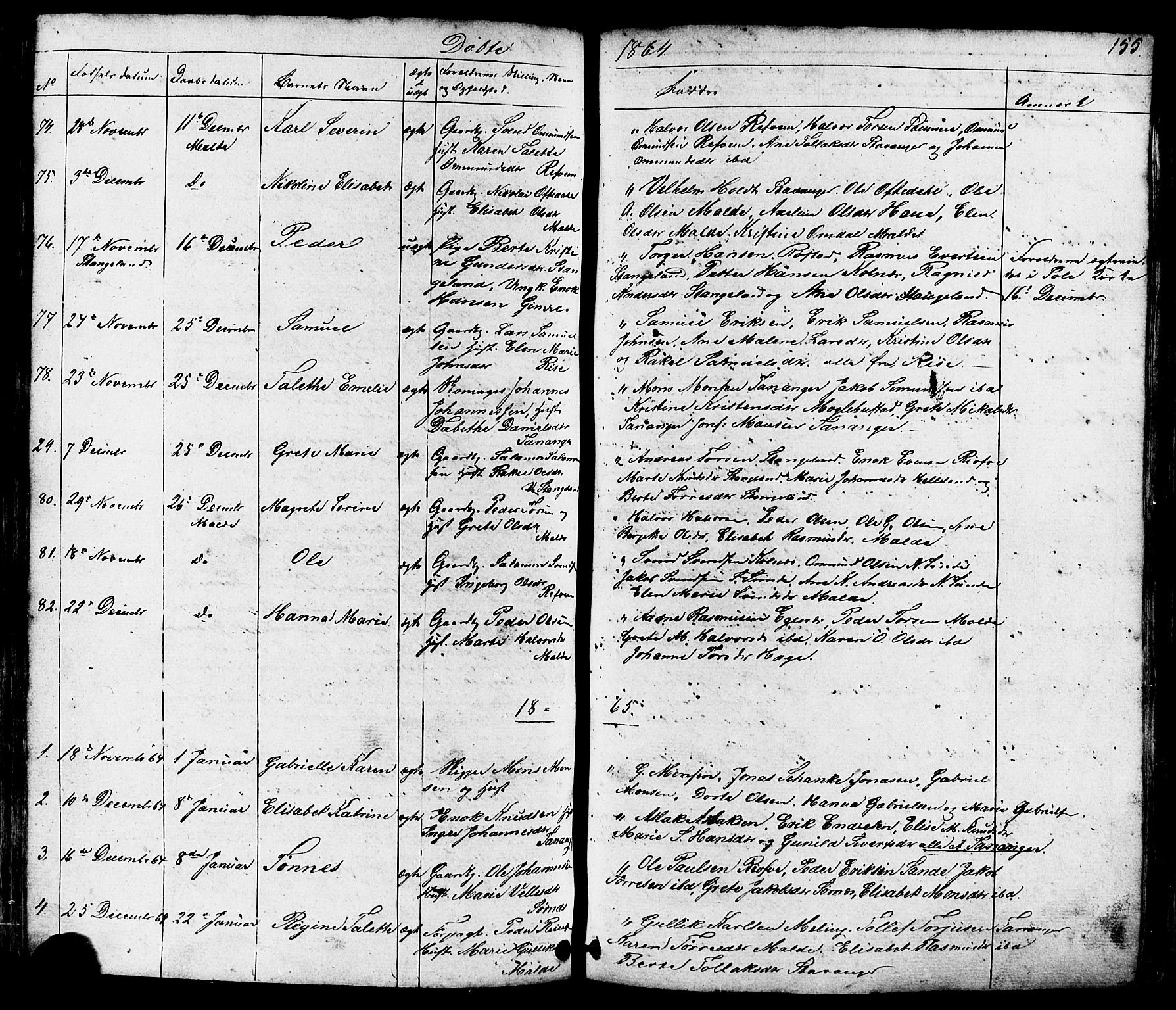 Håland sokneprestkontor, SAST/A-101802/001/30BB/L0002: Parish register (copy) no. B 2, 1845-1872, p. 155