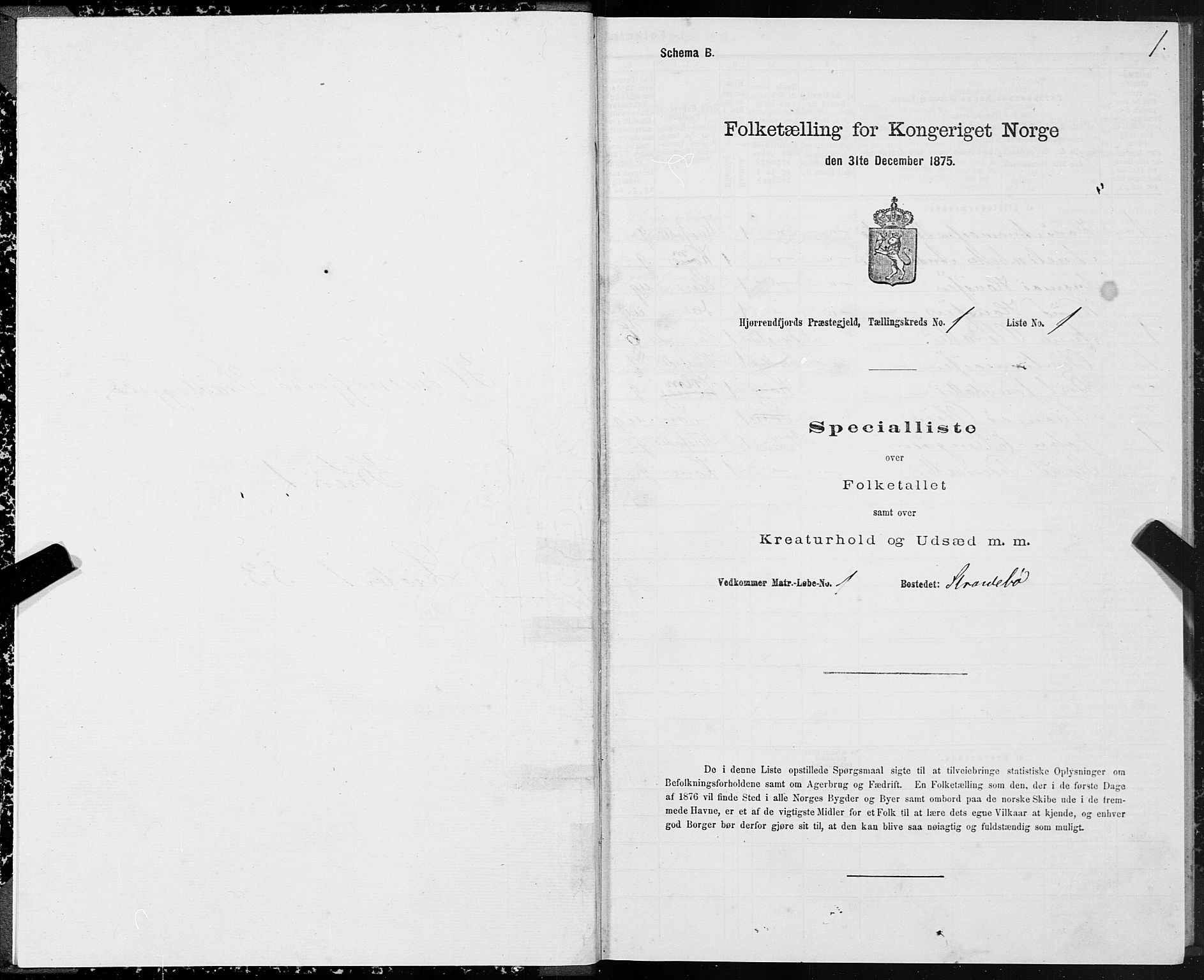 SAT, 1875 census for 1522P Hjørundfjord, 1875, p. 1001