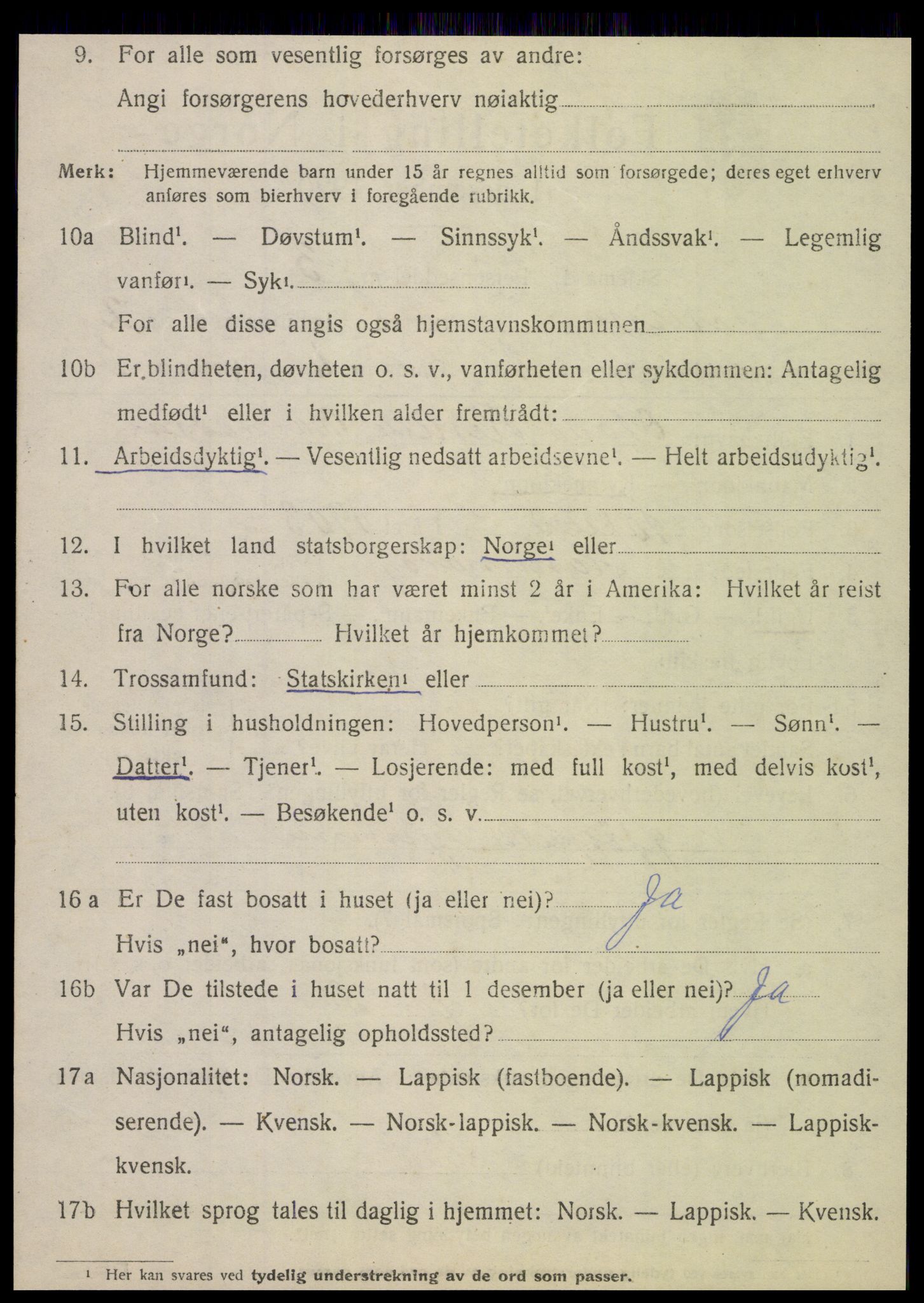 SAT, 1920 census for Nesna, 1920, p. 1732