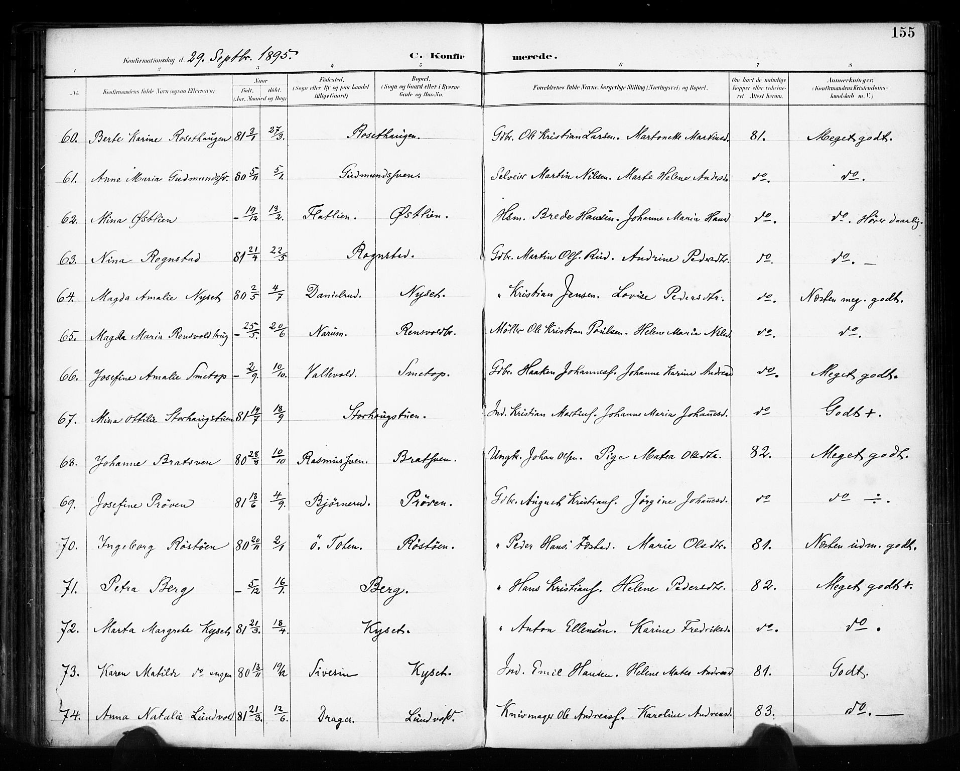 Vestre Toten prestekontor, SAH/PREST-108/H/Ha/Haa/L0011: Parish register (official) no. 11, 1895-1906, p. 155