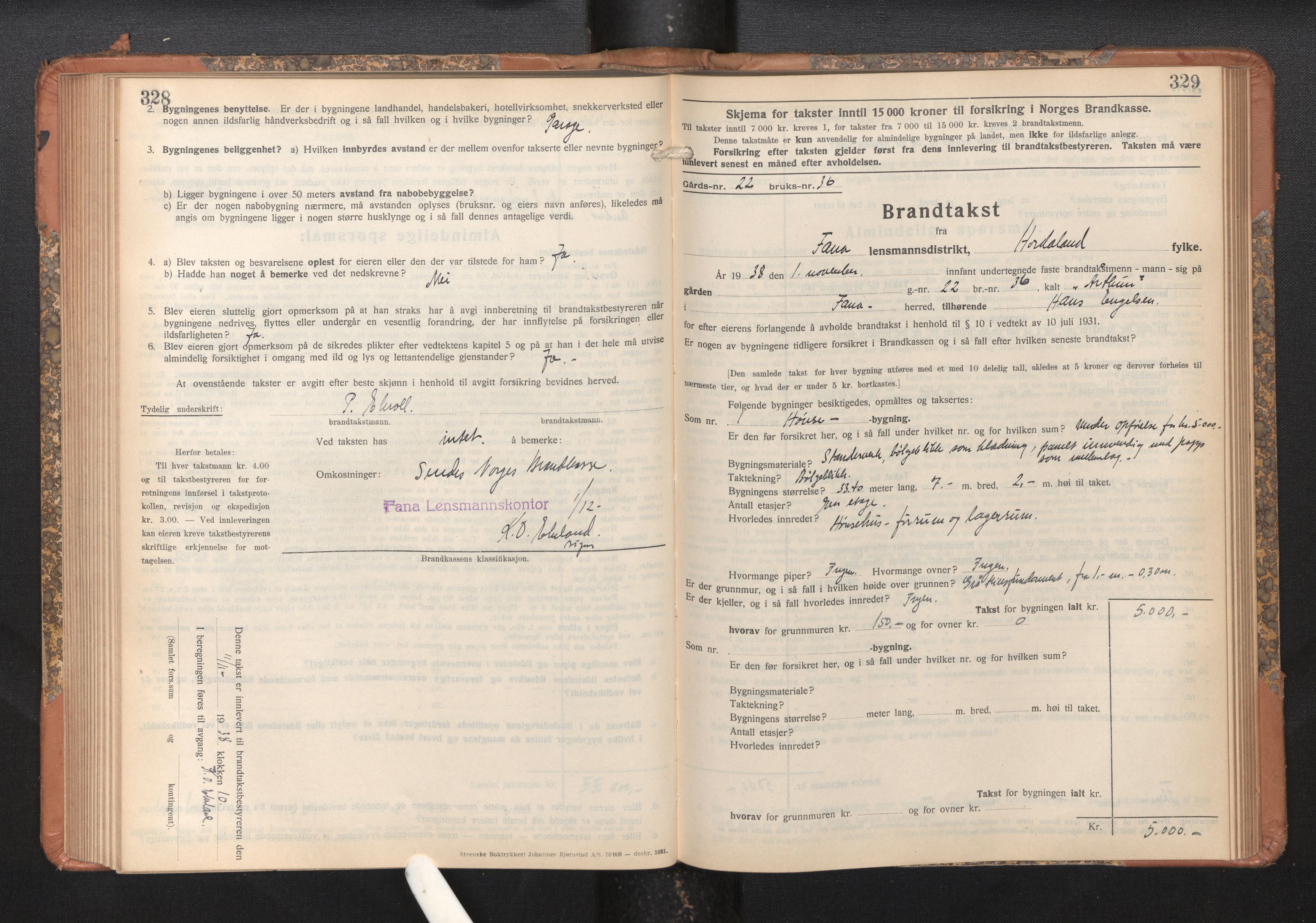 Lensmannen i Fana, AV/SAB-A-31801/0012/L0024: Branntakstprotokoll skjematakst, 1935-1948, p. 328-329