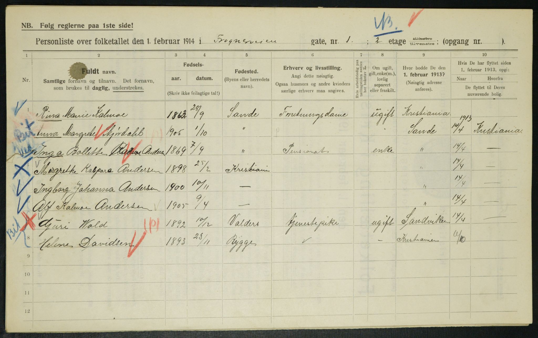 OBA, Municipal Census 1914 for Kristiania, 1914, p. 27280