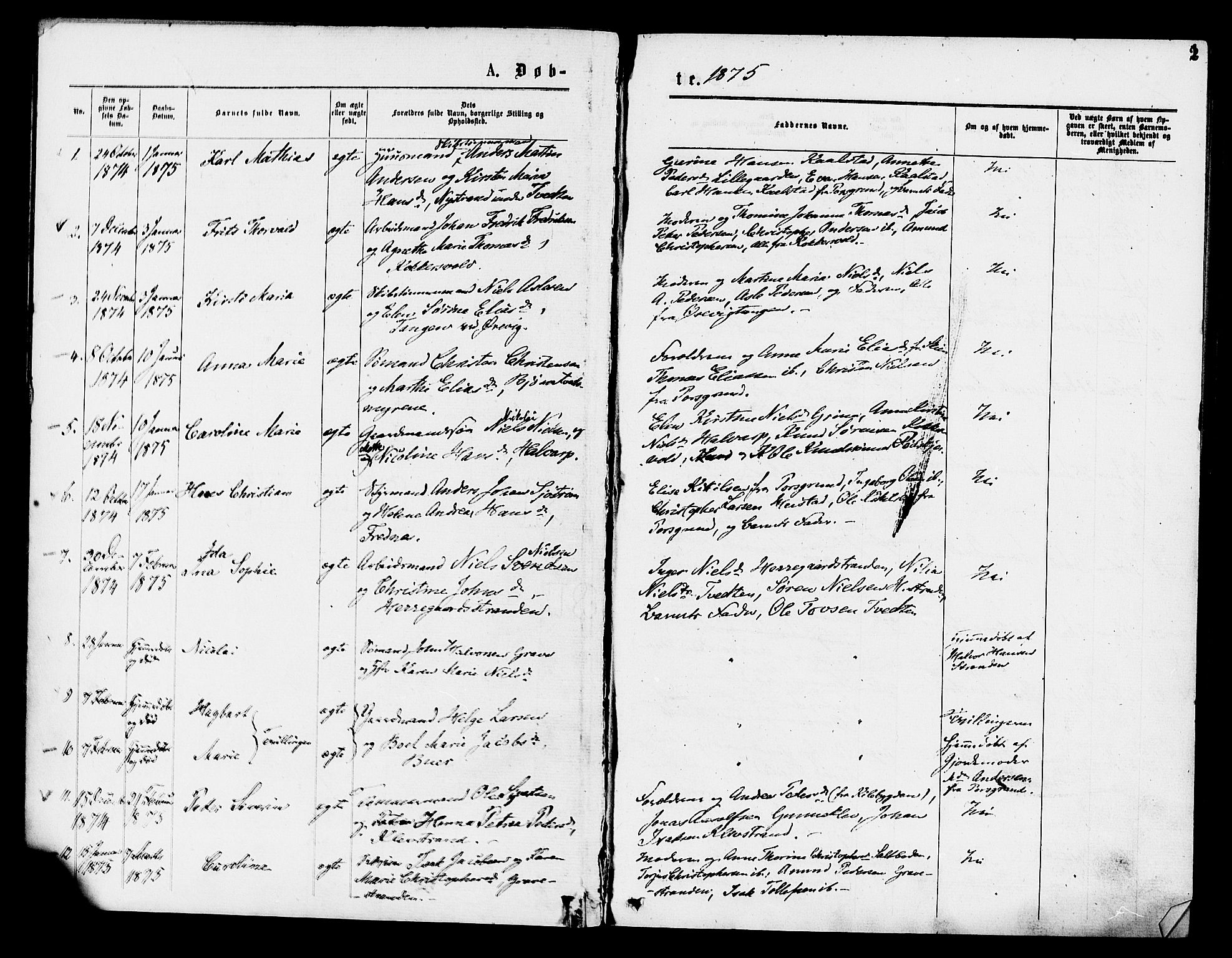 Eidanger kirkebøker, SAKO/A-261/F/Fa/L0011: Parish register (official) no. 11, 1875-1878, p. 2