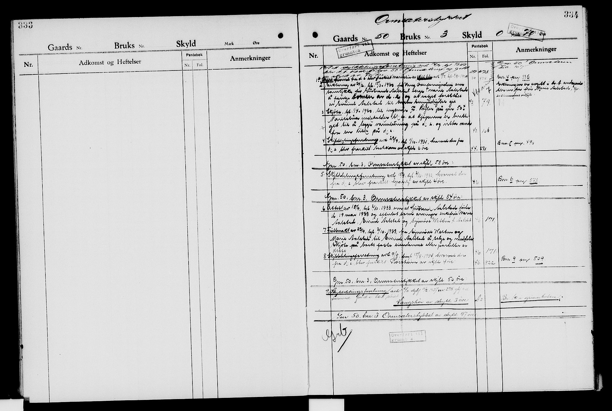 Nord-Hedmark sorenskriveri, SAH/TING-012/H/Ha/Had/Hade/L0007: Mortgage register no. 4.7, 1924-1940, p. 333-334