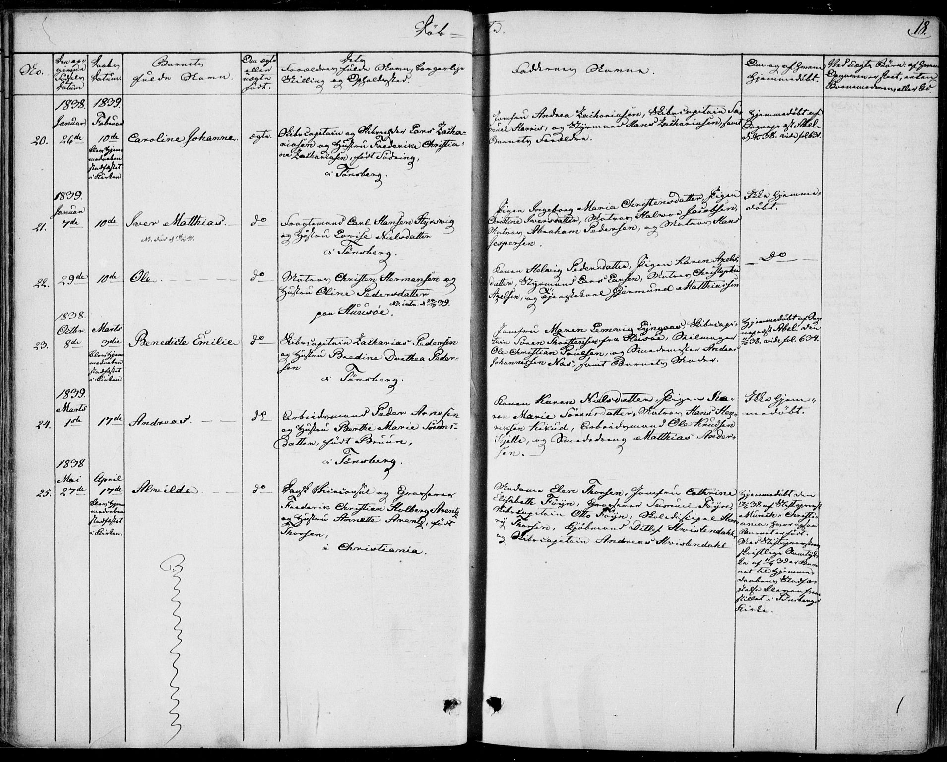 Tønsberg kirkebøker, AV/SAKO-A-330/F/Fa/L0006: Parish register (official) no. I 6, 1836-1844, p. 18