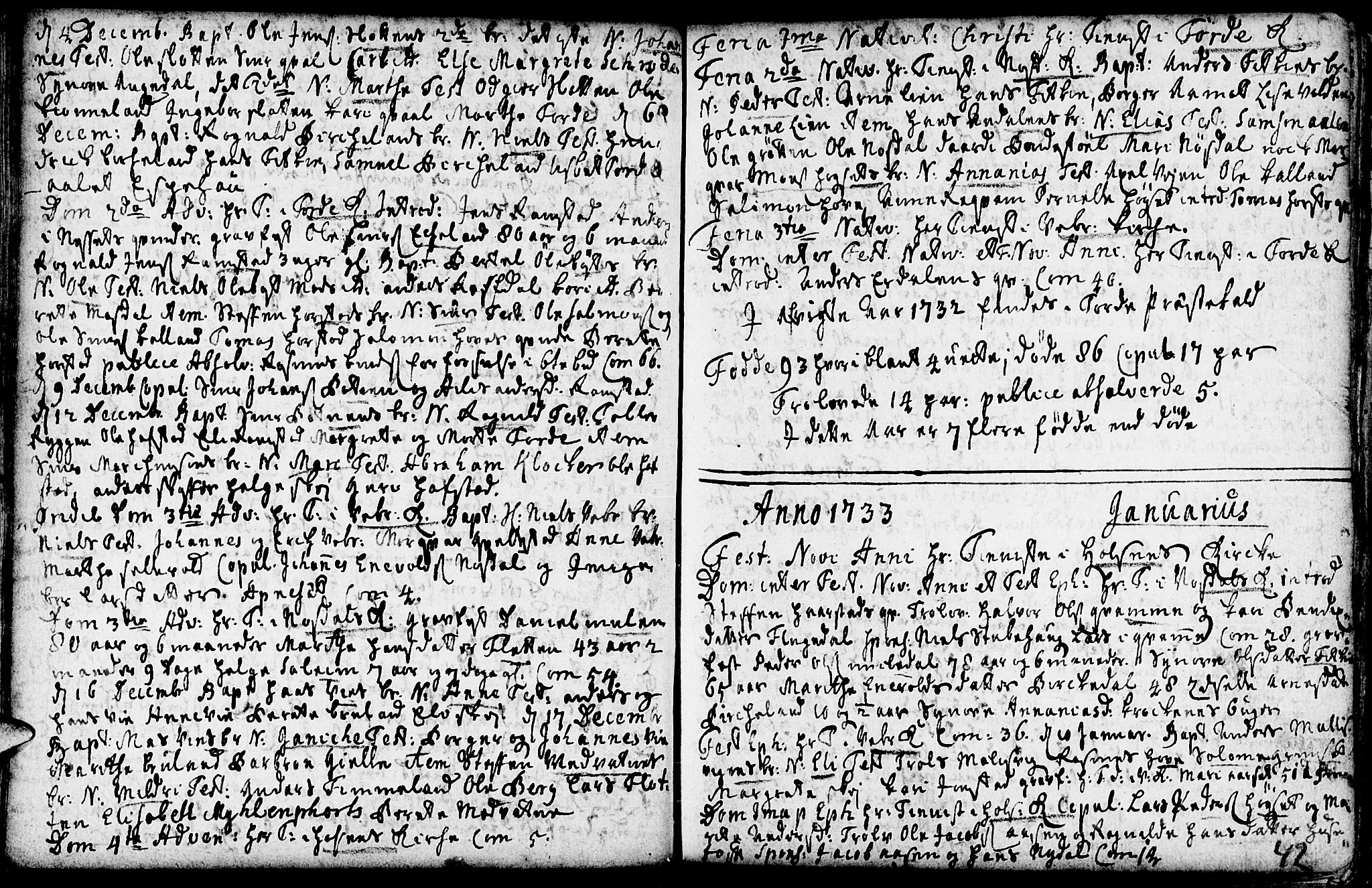 Førde sokneprestembete, SAB/A-79901/H/Haa/Haaa/L0002: Parish register (official) no. A 2, 1728-1748, p. 42