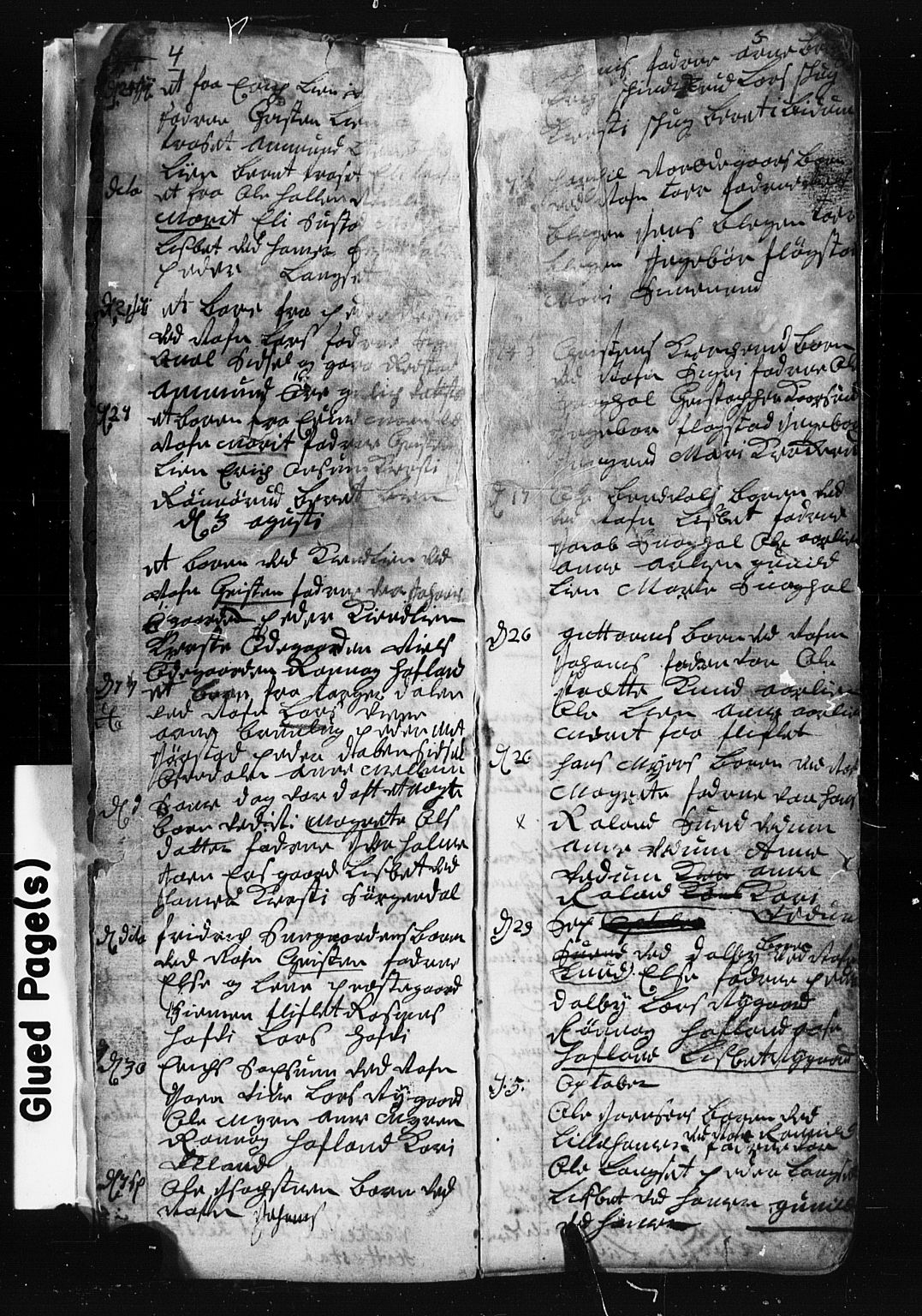 Fåberg prestekontor, SAH/PREST-086/H/Ha/Hab/L0001: Parish register (copy) no. 1, 1727-1767, p. 4-5