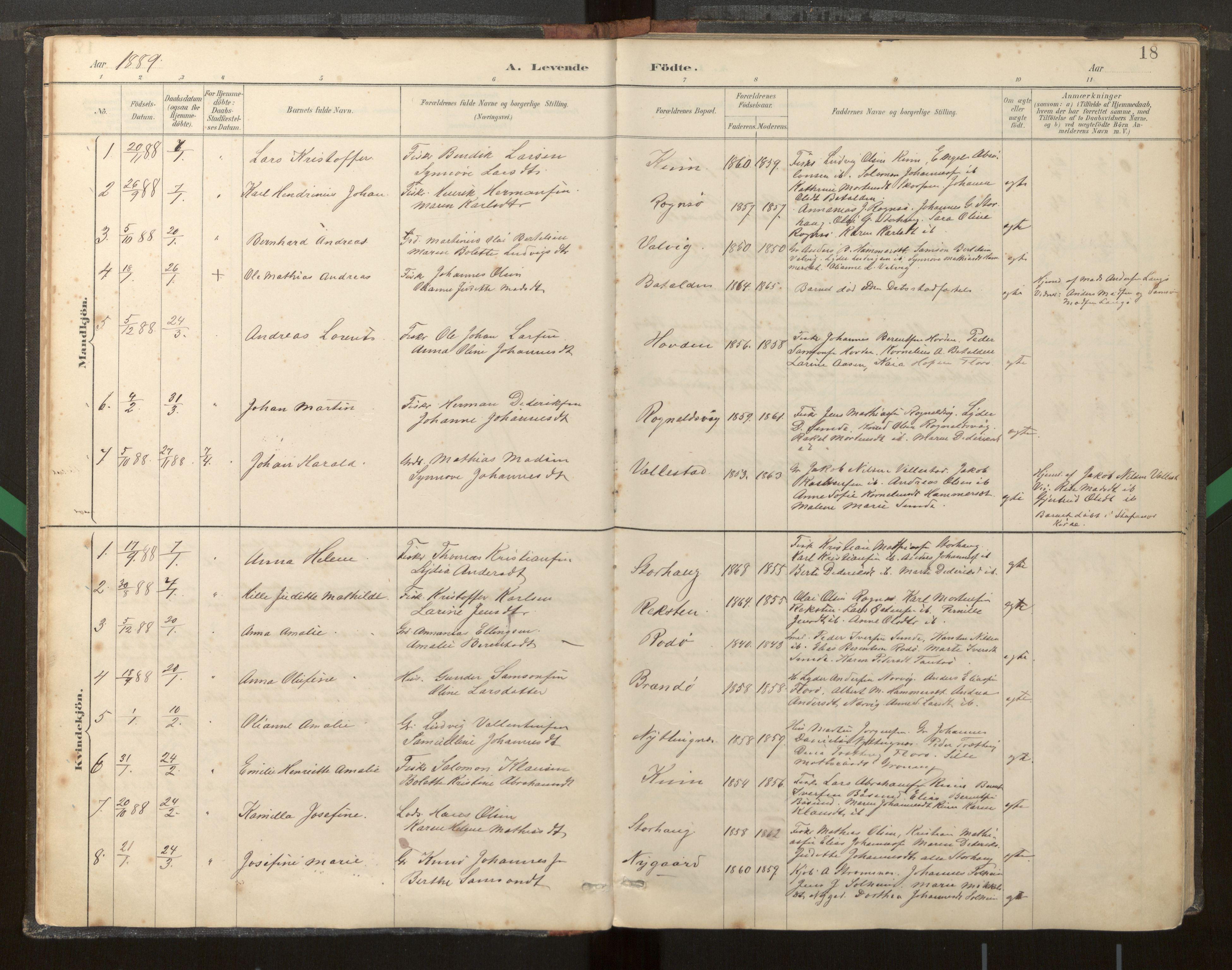 Kinn sokneprestembete, AV/SAB-A-80801/H/Haa/Haab/L0001: Parish register (official) no. B 1, 1886-1921, p. 18