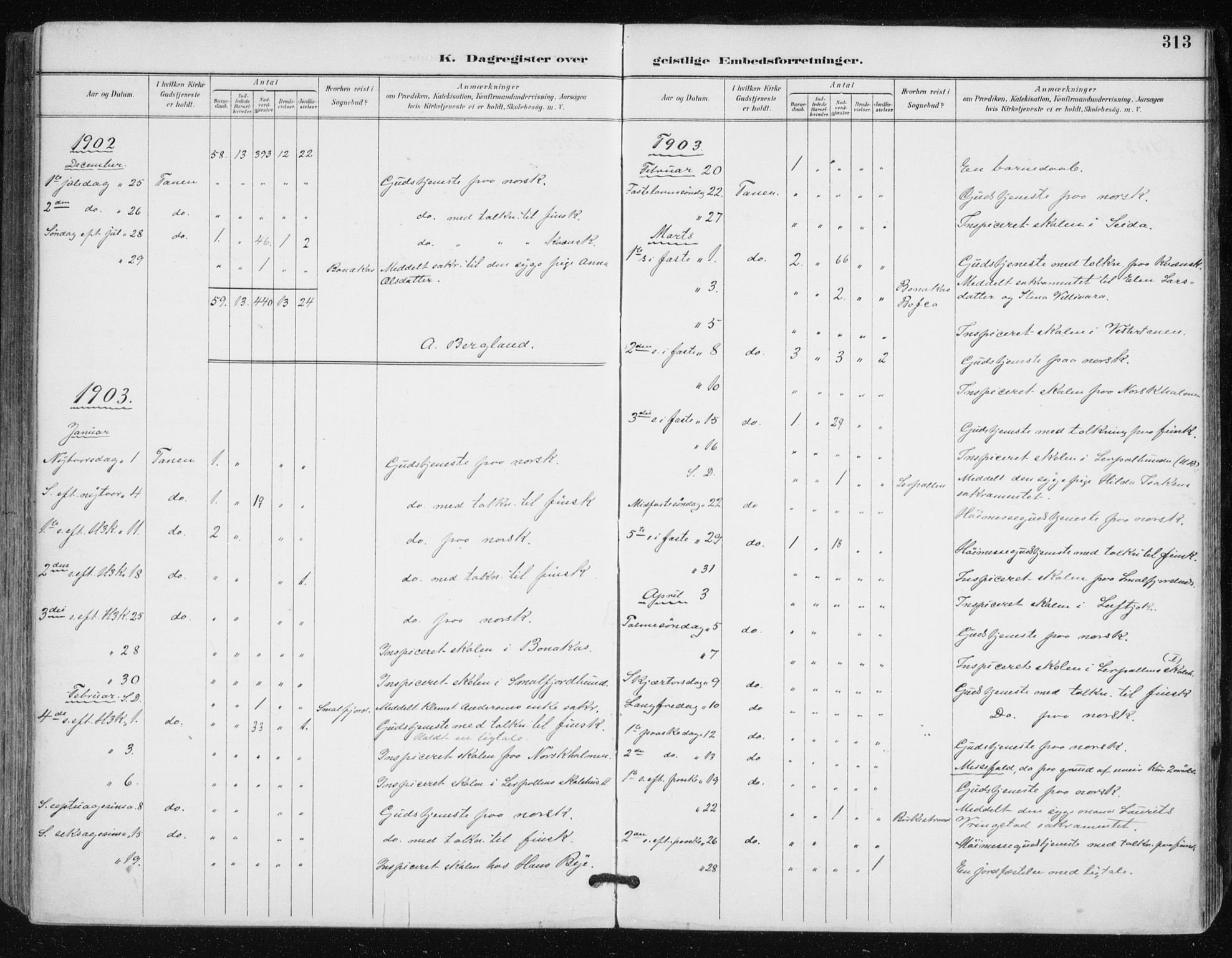 Tana sokneprestkontor, SATØ/S-1334/H/Ha/L0005kirke: Parish register (official) no. 5, 1891-1903, p. 313