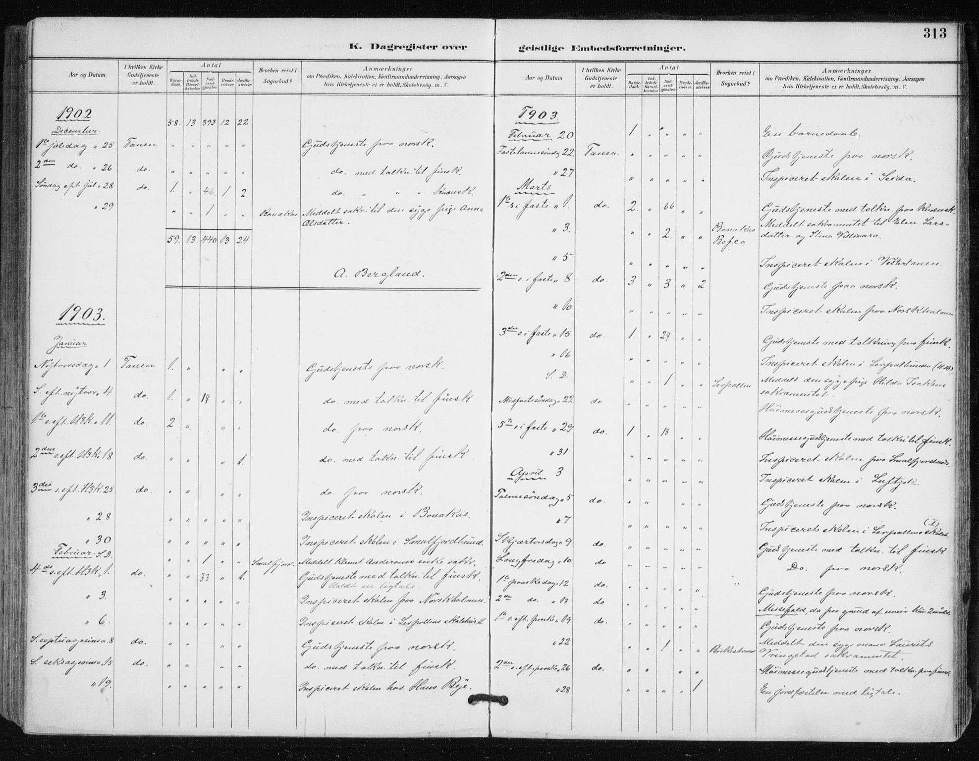 Tana sokneprestkontor, AV/SATØ-S-1334/H/Ha/L0005kirke: Parish register (official) no. 5, 1891-1903, p. 313