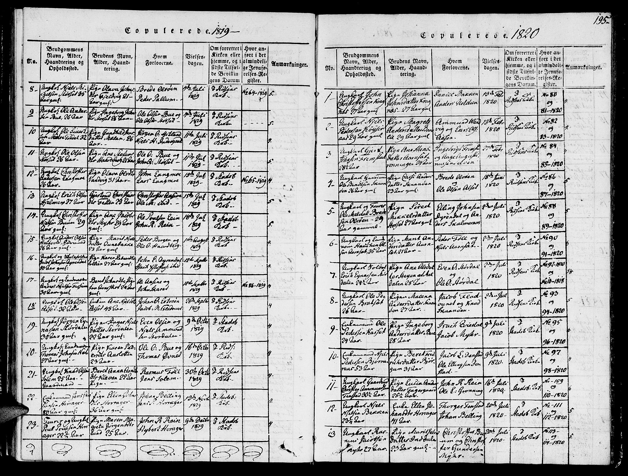 Ministerialprotokoller, klokkerbøker og fødselsregistre - Sør-Trøndelag, SAT/A-1456/646/L0608: Parish register (official) no. 646A06, 1816-1825, p. 195