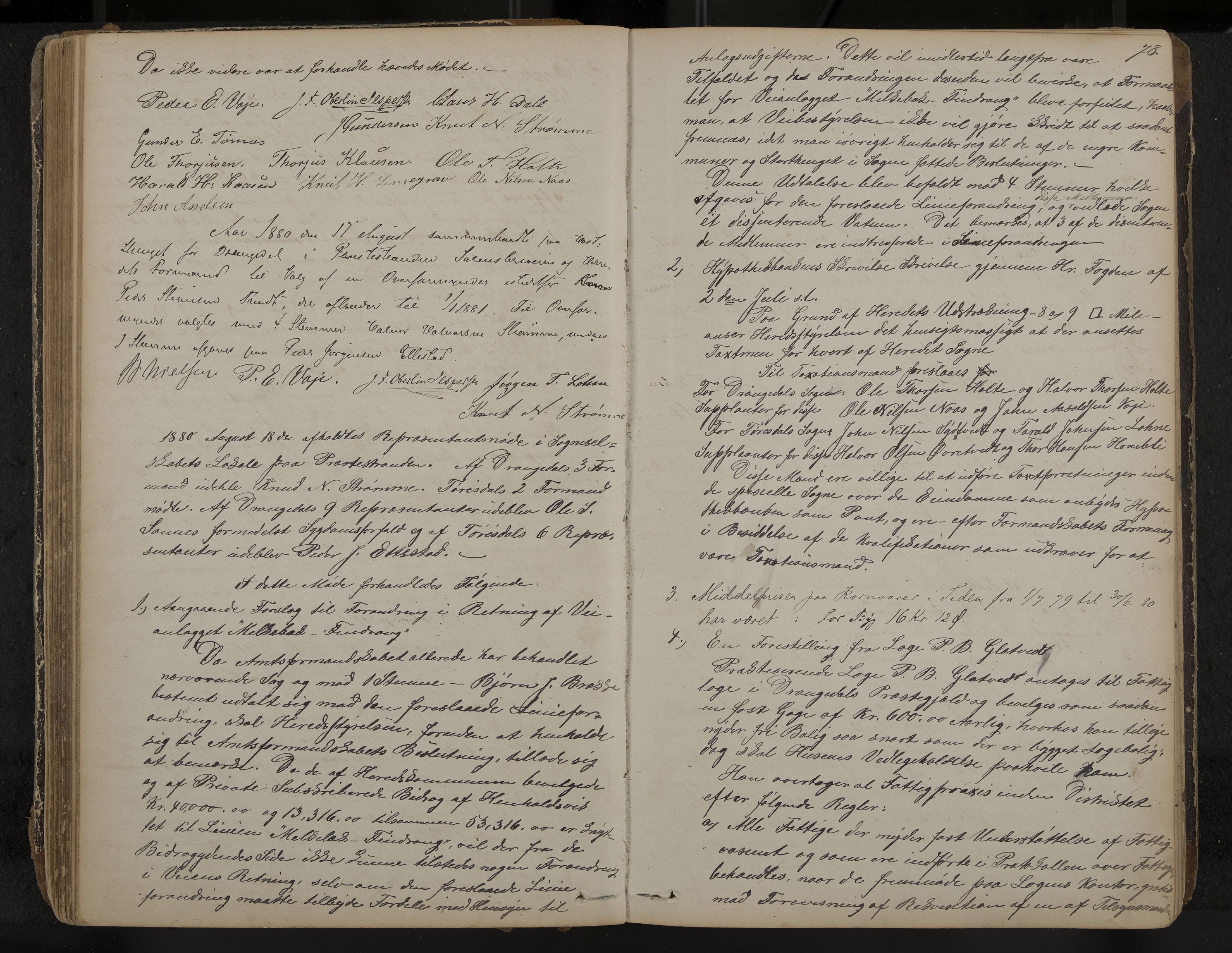 Drangedal formannskap og sentraladministrasjon, IKAK/0817021/A/L0002: Møtebok, 1870-1892, p. 78