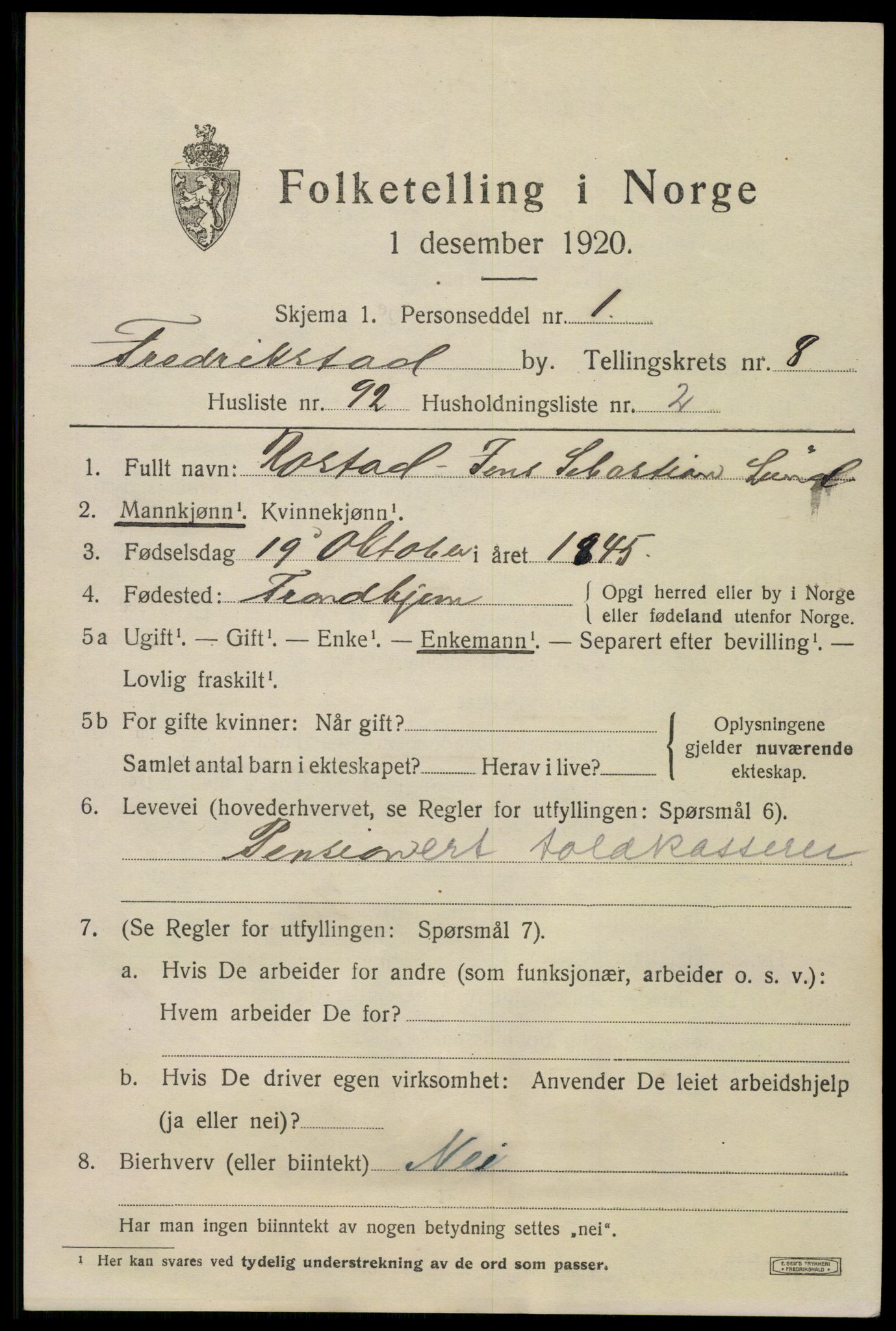 SAO, 1920 census for Fredrikstad, 1920, p. 25061